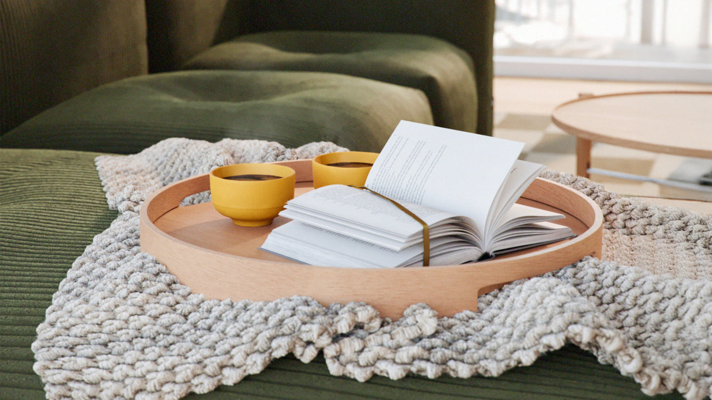 Nordic Serving Tray - Rundes Serviertablett aus Eichenfurnier, Ø50 cm