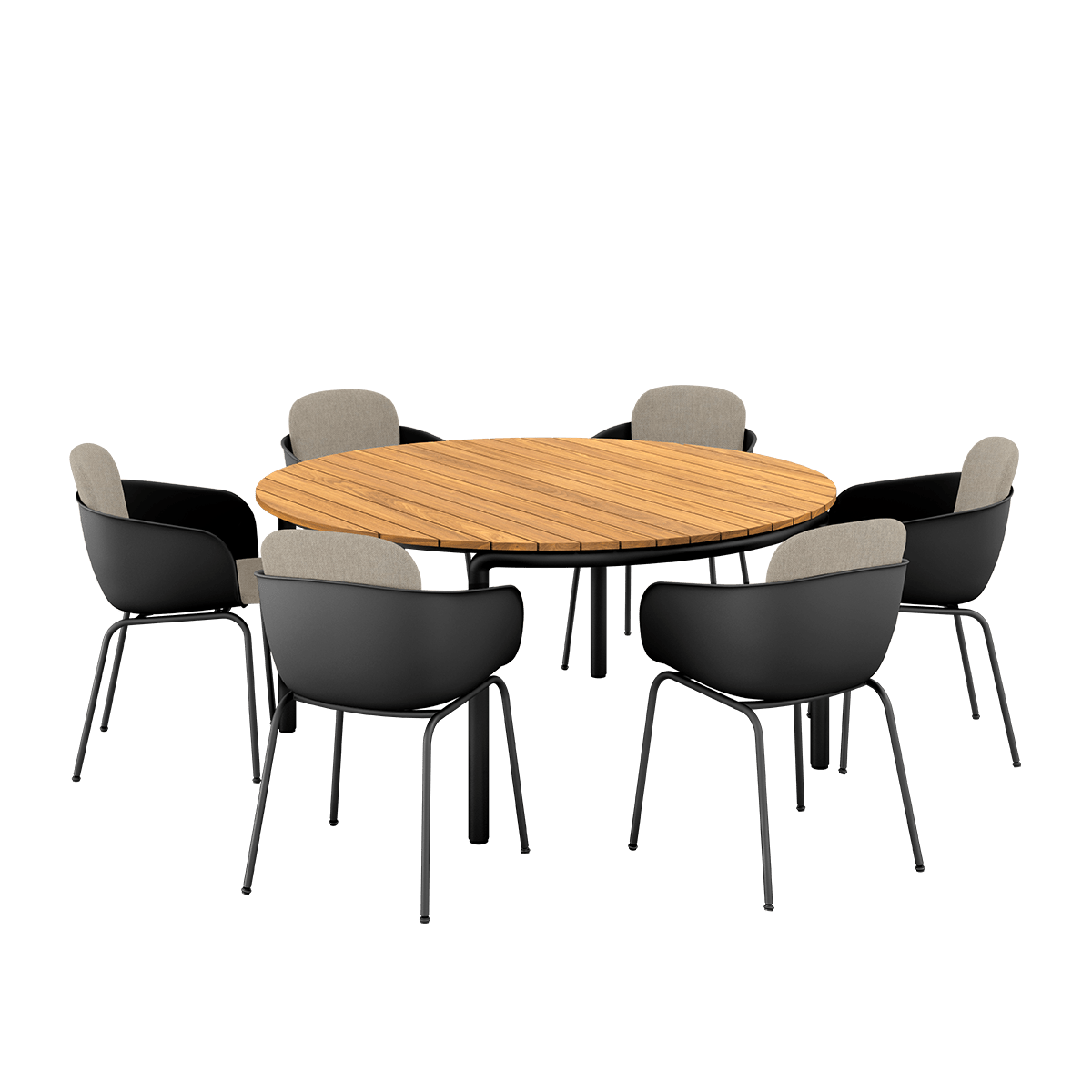  | Patio Dining Table Ø160+ Patio Chair no. One S2 - Black Kirra Sand | SACKit