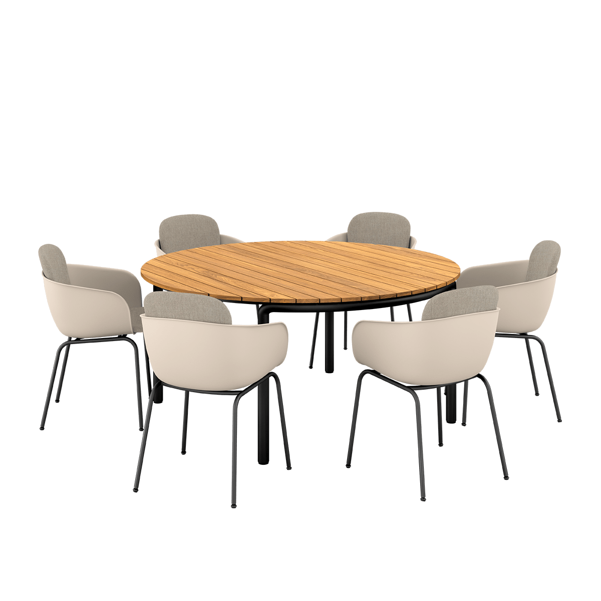  | Patio Dining Table Ø160+ Patio Chair no. One S2 - Taupe Kirra Sand | SACKit