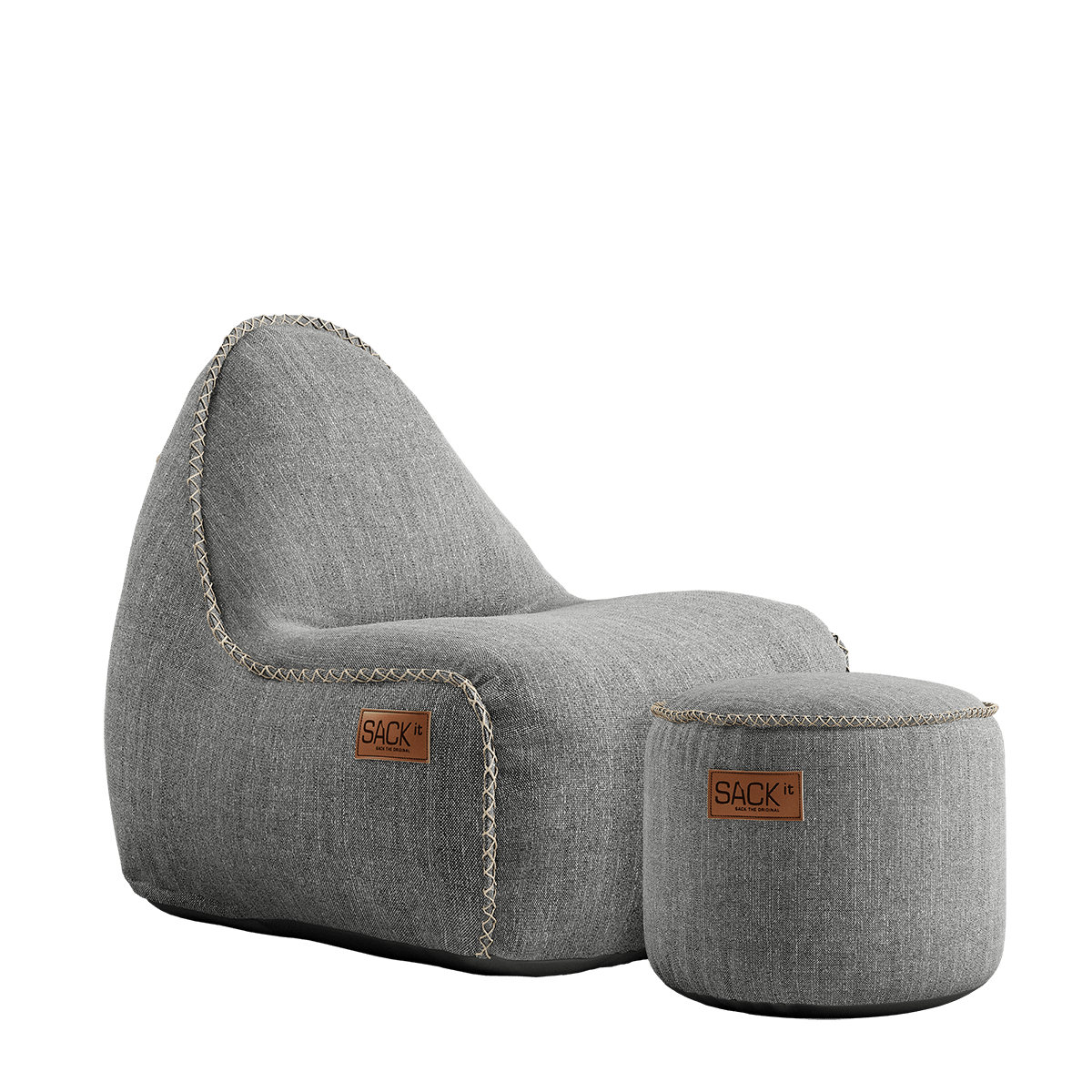 variant_9573040% | Cobana Junior Lounge Chair & Pouf - Cobana Light Grey | SACKit