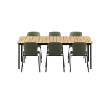Kirra Dining Table 210x90 mit Olive/Noir Patio Chair no. One S2 aus Aluminium und Teakholz. | Kirra Dining Table Noir & 6 Patio Chair no. One - Patio Chair no. One S1 Olive/ Noir | SACKit