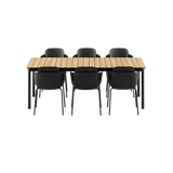 Kirra Dining Table Noir mit 6 Patio Chair no. One S2 in Olive/Noir, Outdoor - Set aus Aluminium und Teakholz. | Kirra Dining Table Noir & 6 Patio Chair no. One - Patio Chair no. One S2 Noir/ Noir | SACKit