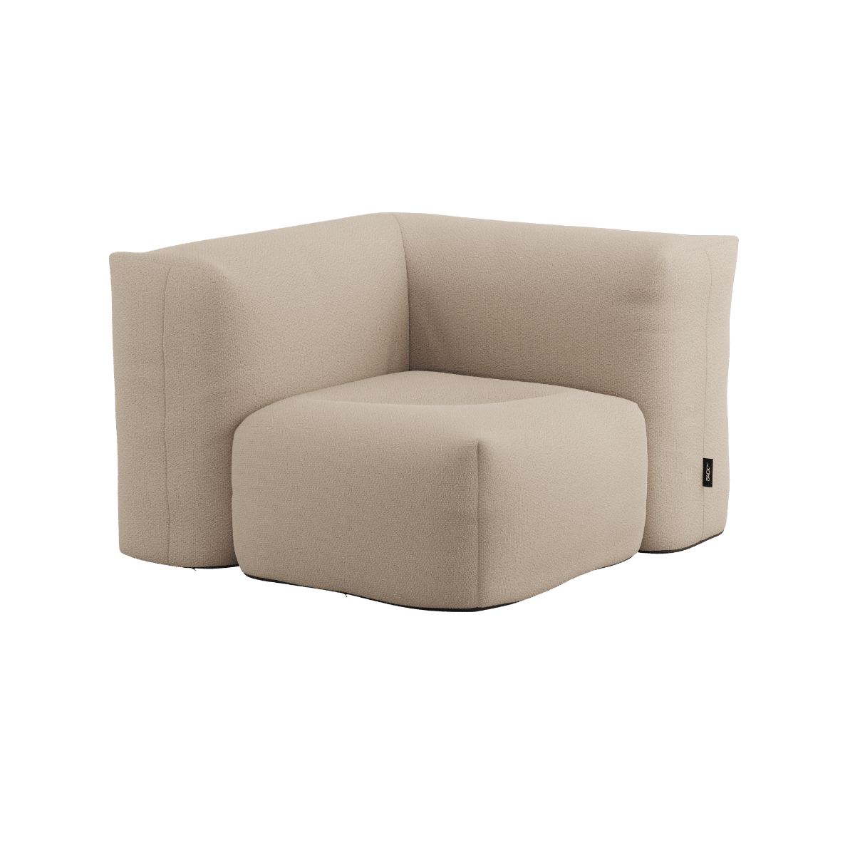 Soft Sofa Outdoor Corner Modul in Bouclé Beige, weiches, formstabiles Outdoor-Sofa ohne Gestell.