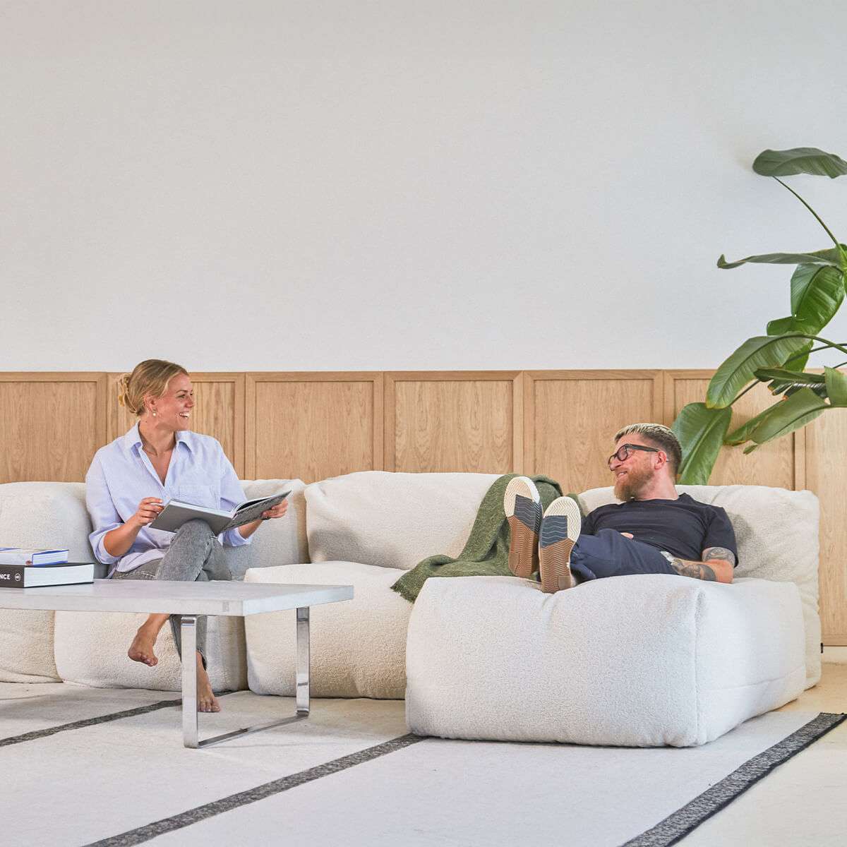 Soft Sofa Indoor Sitzmodul in beigem Corduroy - Stoff ohne Gestell auf hellem Hintergrund | Soft Sofa Indoor - 3 Seater Open - Teddy Brown Ohne Hocker | SACKit