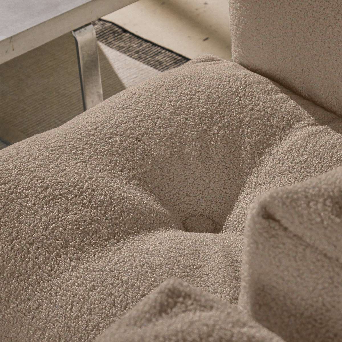 Soft Sofa Indoor 4 - Sitzer Ecksofa mit weichem Teddy - Bezug in Beige, modulare Form, ohne Gestell. | Soft Sofa Indoor - 4 Seater Corner Sofa - Teddy Beige | SACKit