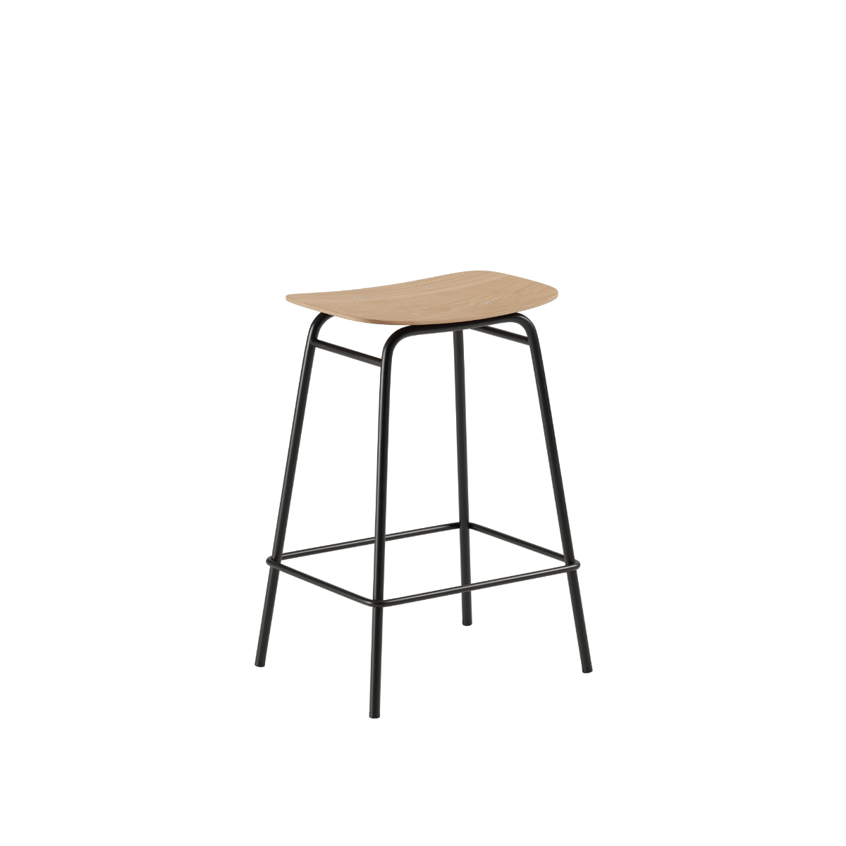 Frame Bar Stool mit Sitz aus Eichenfurnier und pulverbeschichtetem Stahlgestell in schwarzer Farbe | Frame Bar Stool - Wood - 73 cm Black Stained Oak | SACKit