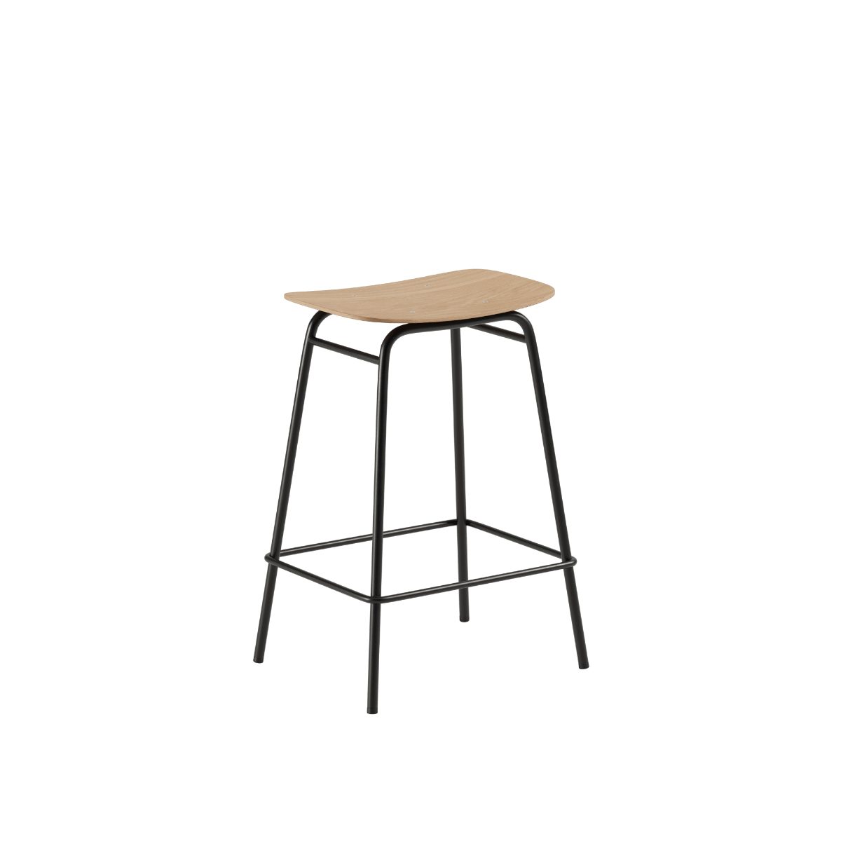 Barhocker Frame mit Sitz aus naturfarbenem Eichenfurnier und pulverbeschichtetem Stahlgestell, 68 cm hoch | Frame Bar Stool - Wood - 68 cm Natural Oak | SACKit