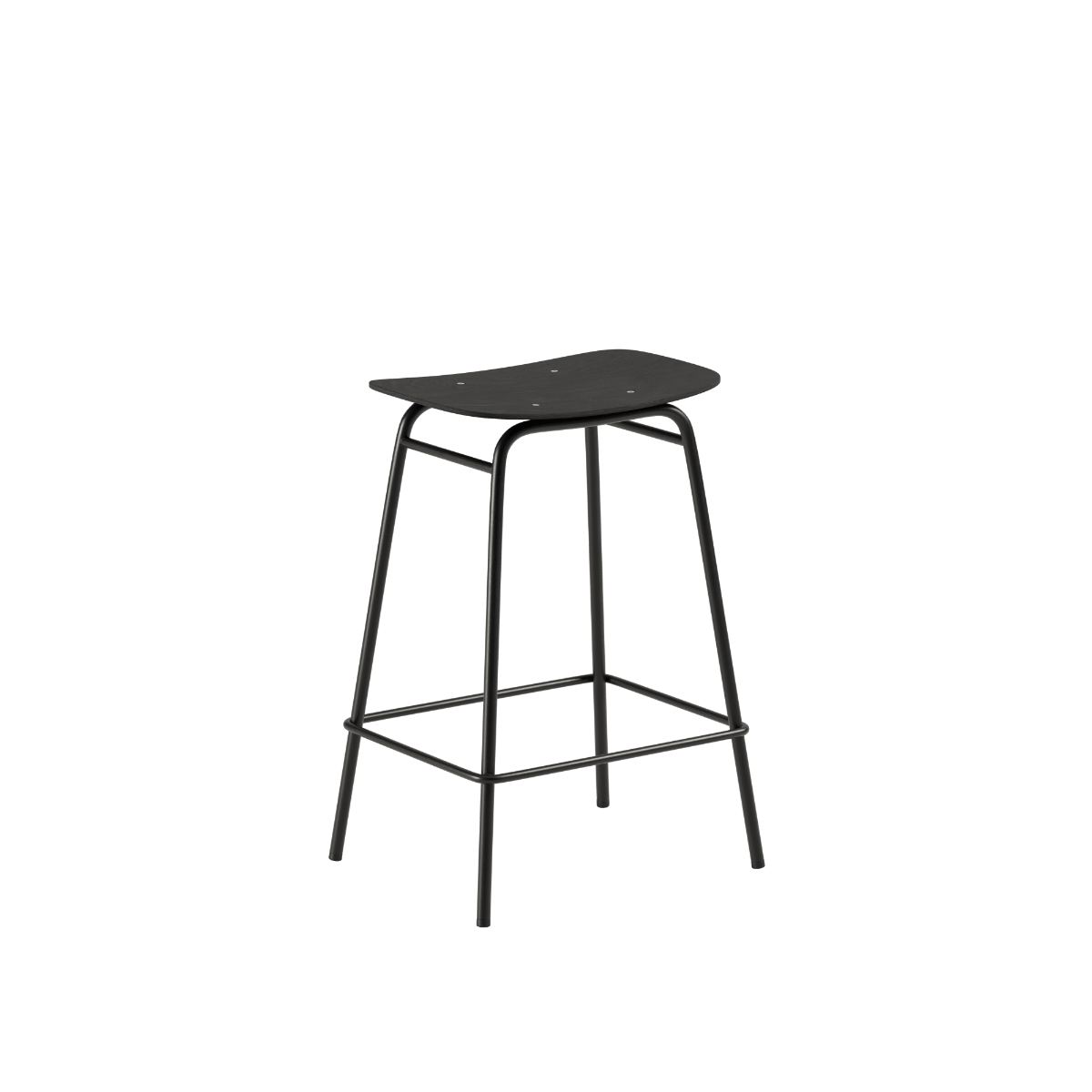 Schwarzer Frame Bar Stool mit Eichenfurnier - Sitz und pulverbeschichtetem Stahlgestell, 68 cm hoch. | Frame Bar Stool - Wood - 68 cm Black Stained Oak | SACKit