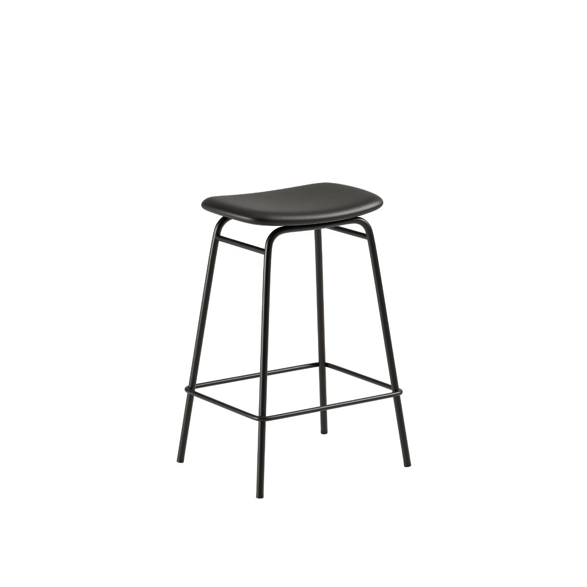 Schwarzer Frame Bar Stool Barhocker aus Leder mit pulverbeschichtetem Stahlgestell, 68 cm hoch. | Frame Bar Stool - Leather - 68 cm Terra Black | SACKit