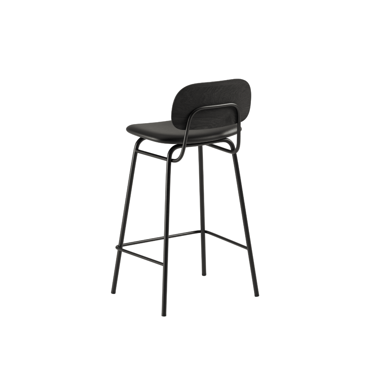 Frame Bar Stool Barhocker mit Rückenlehne und pulverbeschichtetem Stahlgestell in neutralem Farbton | Frame Bar Stool - Leather w/ backrest - 73 cm Terra Safari | SACKit