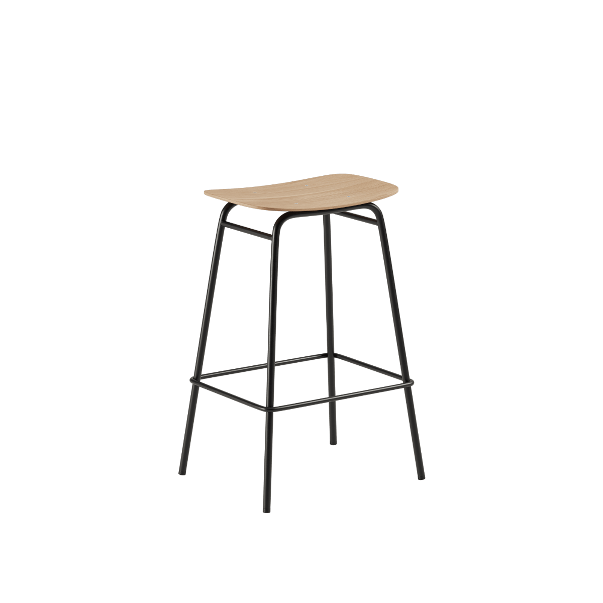 Hoher Frame Bar Stool mit Sitz aus naturfarbenem Eichenfurnier und schwarzem pulverbeschichtetem Stahlgestell | Frame Bar Stool - Wood - 73 cm Natural Oak | SACKit