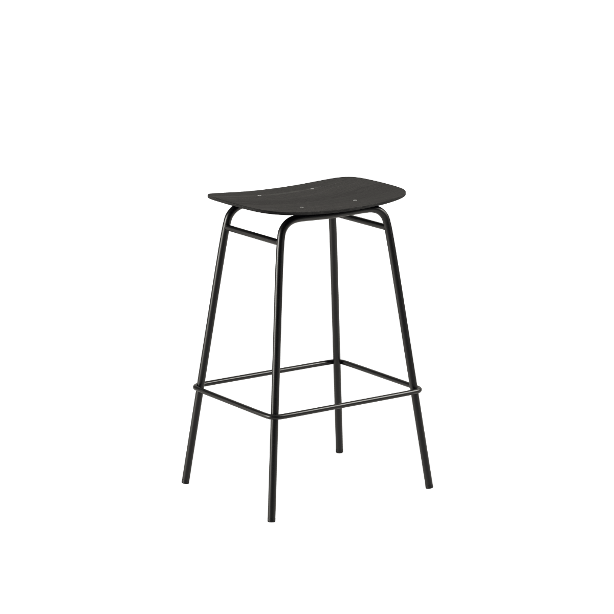 Schwarzer Frame Bar Stool mit Eichenfurnier - Sitz und pulverbeschichtetem Stahlgestell, hoher Barhocker. | Frame Bar Stool - Wood - 73 cm Black Stained Oak | SACKit