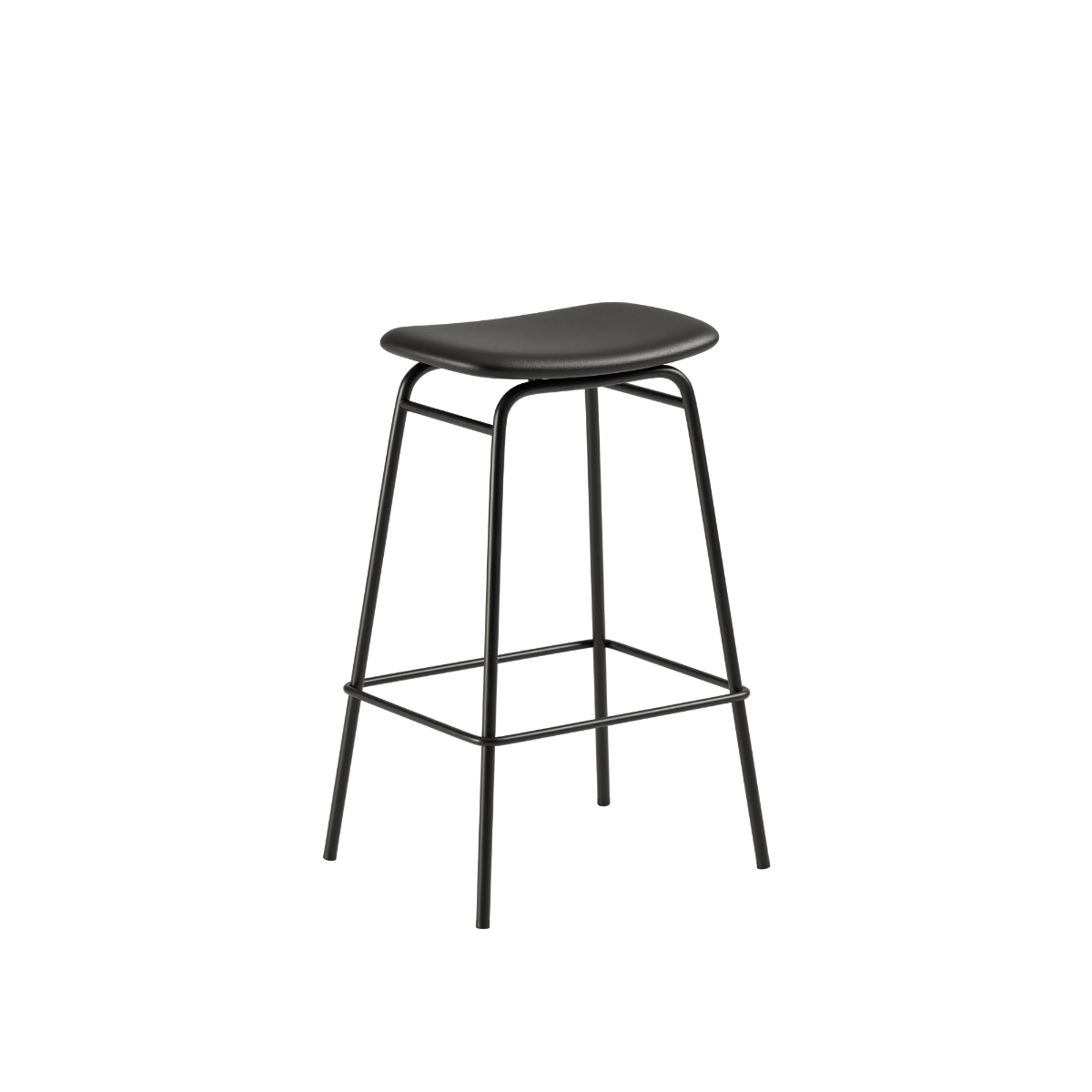 Hoher Frame Bar Stool Barhocker in Terra Black mit Lederbezug und pulverbeschichtetem Stahlgestell | Frame Bar Stool - Leather - 73 cm Terra Black | SACKit