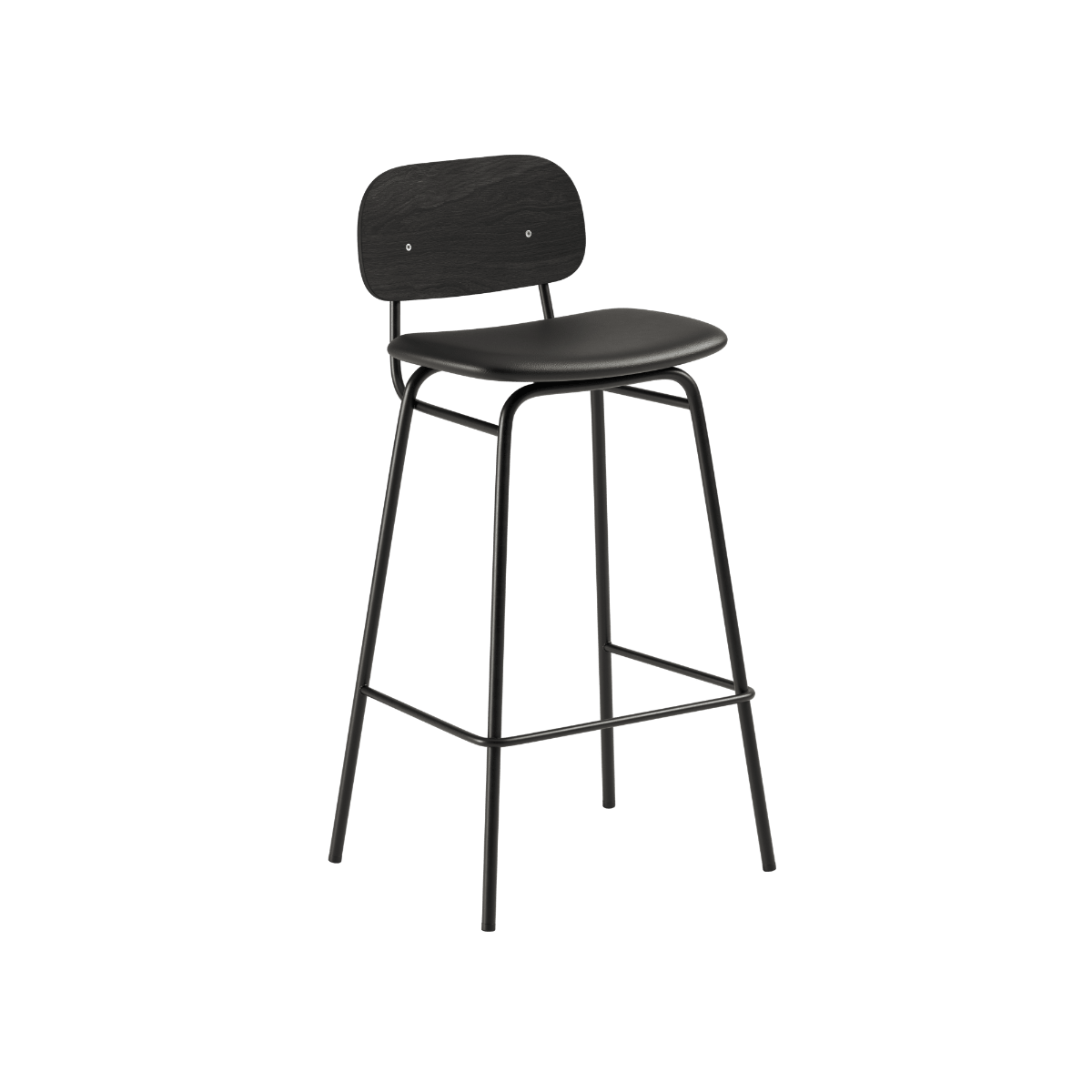 Frame Bar Stool hoher Barhocker mit Rückenlehne aus Leder und pulverbeschichtetem Stahlgestell in industriellem Design | Frame Bar Stool - Leather w/ backrest - 73 cm Terra Safari | SACKit