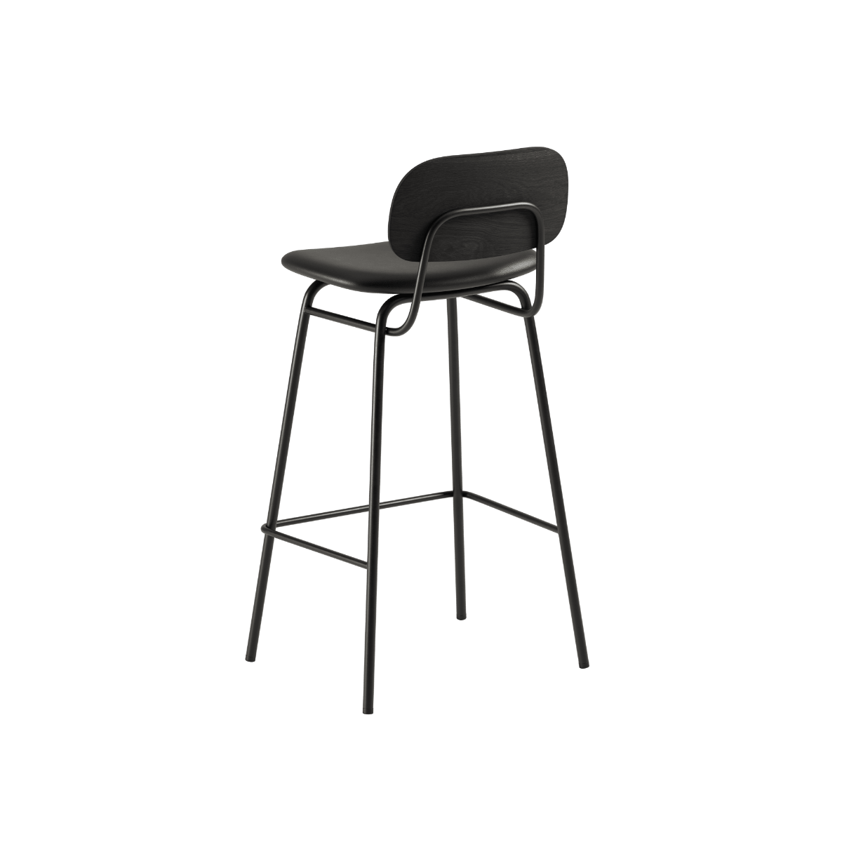 Hoher Frame Bar Stool Barhocker mit Rückenlehne aus Leder und pulverbeschichtetem Stahlgestell in neutralem Raum | Frame Bar Stool - Leather w/ backrest - 73 cm Terra Safari | SACKit