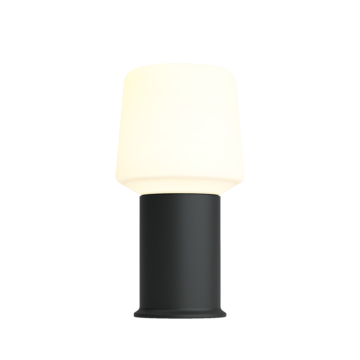 Schwarze Ambience Lamp Intelligent+ mit London base aus pulverbeschichtetem Stahl, Größe 8, auf weißem Hintergrund. | Ambience - Lamp Intelligent+ & London base - Black 8 | SACKit