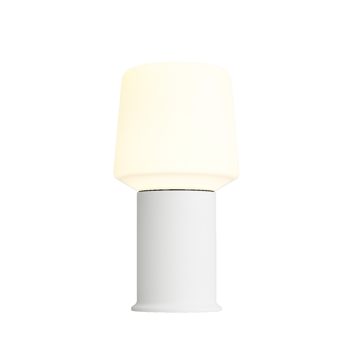 Weiße Ambience Lamp Intelligent+ mit London base aus pulverbeschichtetem Stahl, Größe 8, modernes Design. | Ambience - Lamp Intelligent+ & London base - White 8 | SACKit