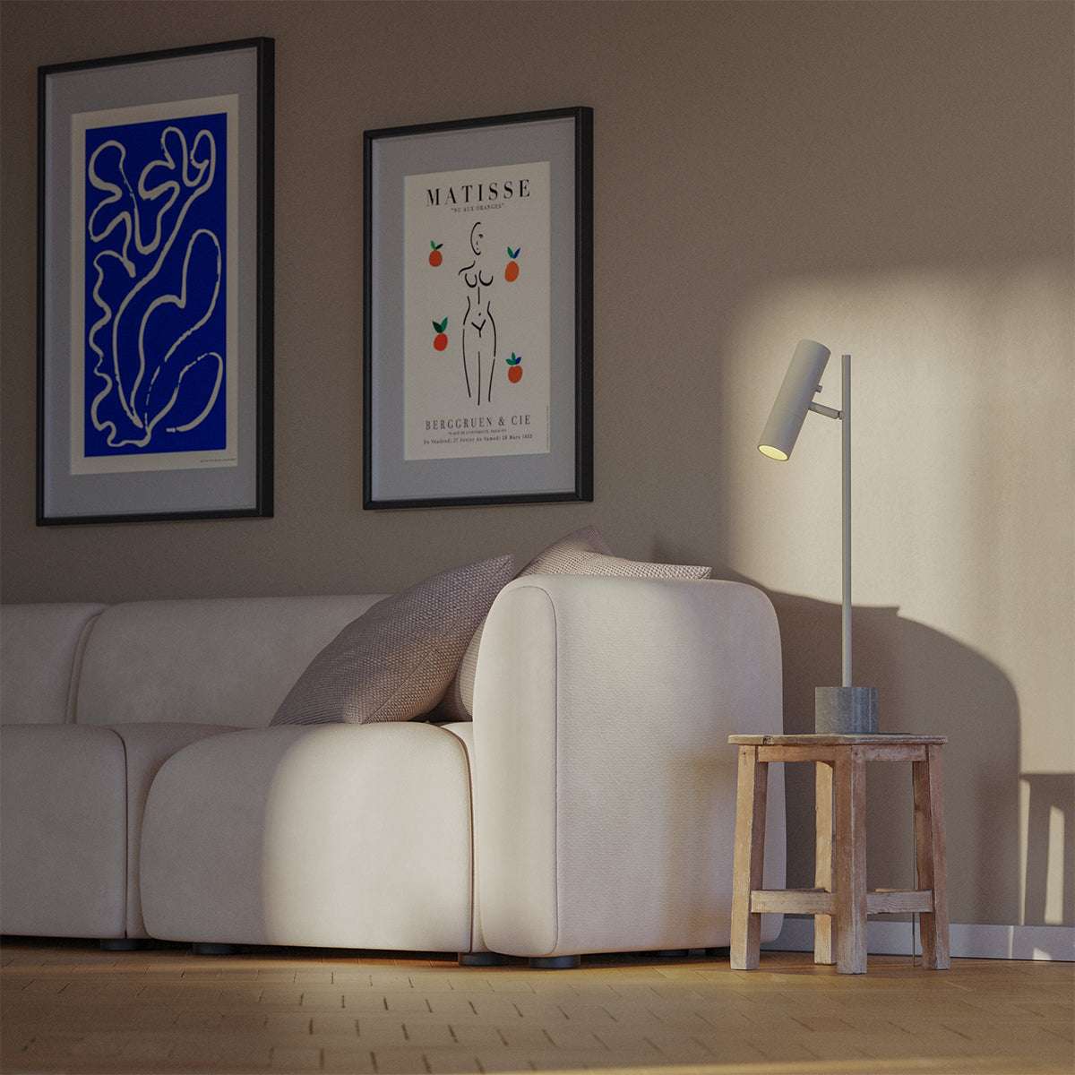 Graue Expo Table Tischleuchte aus Aluminium mit Marmorsockel und warmem Licht in modernem Design | Expo Table - Grey - | SACKit