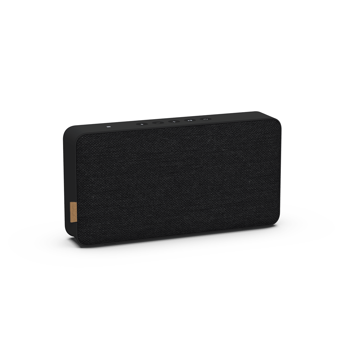 Schwarzer Move 150 Bluetooth Lautsprecher mit Fiord Stoff und Lederdetails, kompakt und tragbar. | Move 150 - Black | SACKit