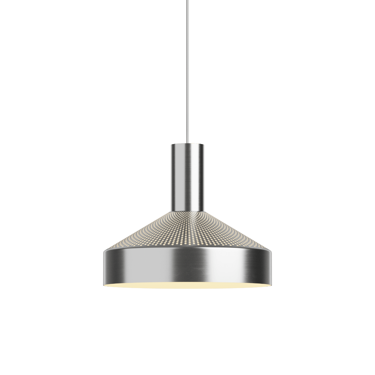 Dawn Pendant Ø25 Hängeleuchte aus poliertem Aluminium mit perforiertem Schirm und 3 Meter Kabel. | Dawn Pendant Ø25 - Polished | SACKit