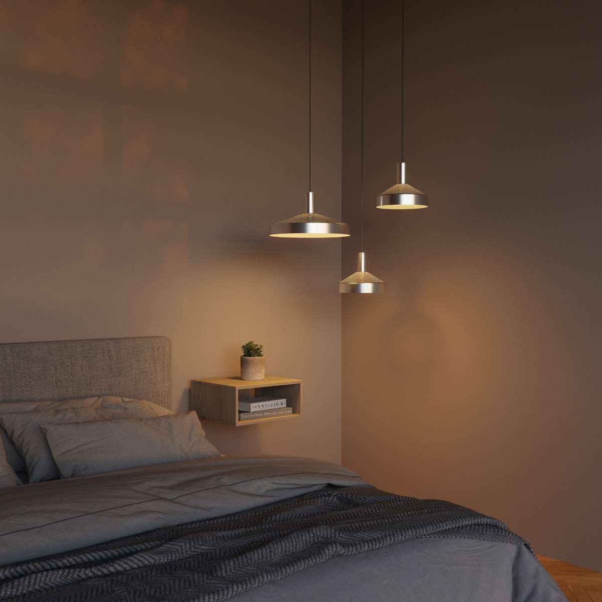 Dawn Pendant Ø25 Hängeleuchte aus poliertem Aluminium mit perforiertem Schirm und 3 Meter Kabel | Dawn Pendant Ø25 - Polished | SACKit