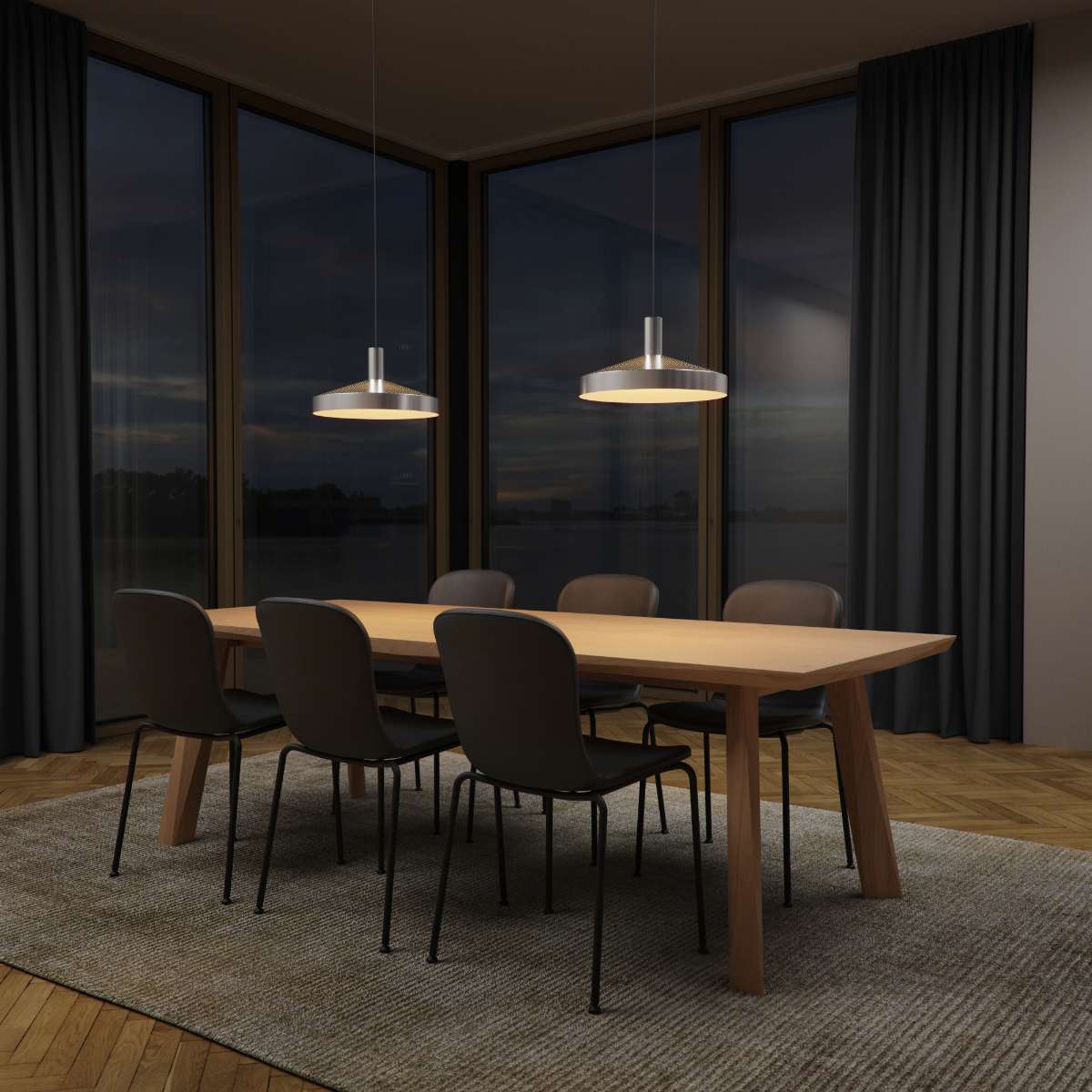 Dawn Pendant Ø40 Hängeleuchte aus poliertem Aluminium mit perforiertem Schirm und 3 Meter Kabel | Dawn Pendant Ø40 - Polished | SACKit