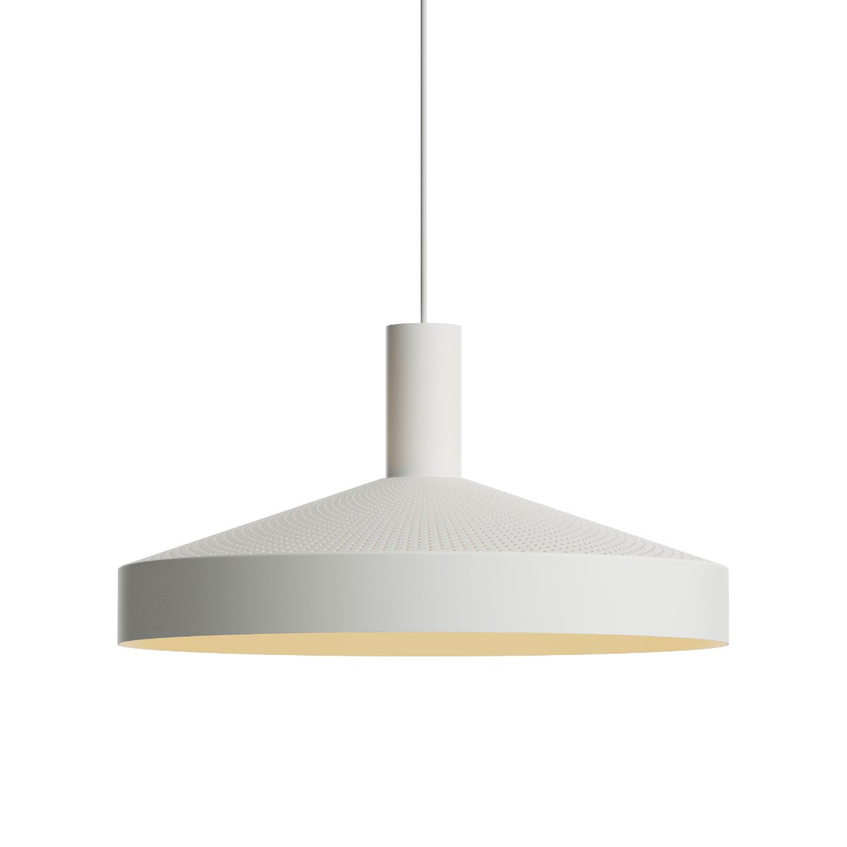 Weiße Dawn Pendant Ø40 Hängeleuchte aus Aluminium mit perforiertem Schirm und 3 Meter Kabel. | Dawn Pendant Ø40 - White | SACKit