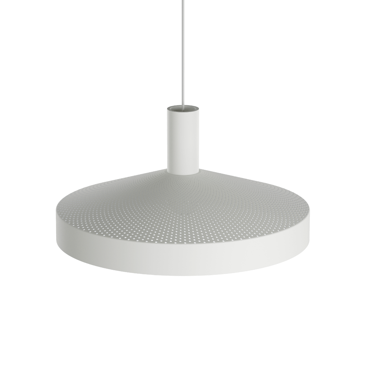 Weiße Dawn Pendant Ø40 Hängeleuchte aus Aluminium mit perforiertem Design und integriertem Kabel. | Dawn Pendant Ø40 - White | SACKit