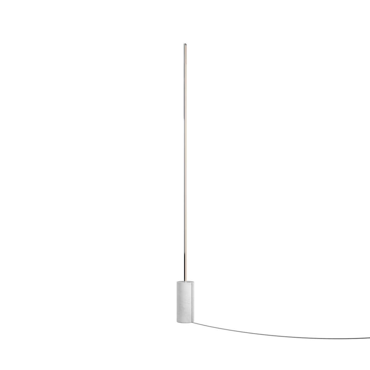 Schlanke Expo 185 Stehleuchte mit poliertem Marmorsockel und vertikalem mattiertem LED - Streifen. | Expo 185 - Polished | SACKit