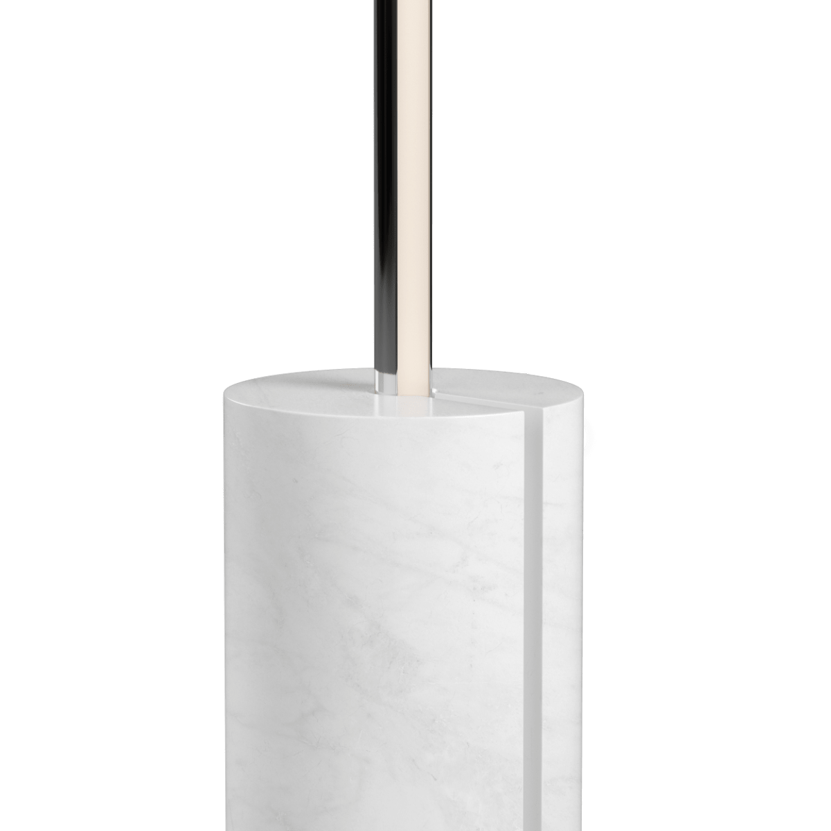 Schlanke Expo 185 Stehleuchte mit poliertem Marmorsockel und vertikalem, mattiertem LED - Streifen. | Expo 185 - Polished | SACKit