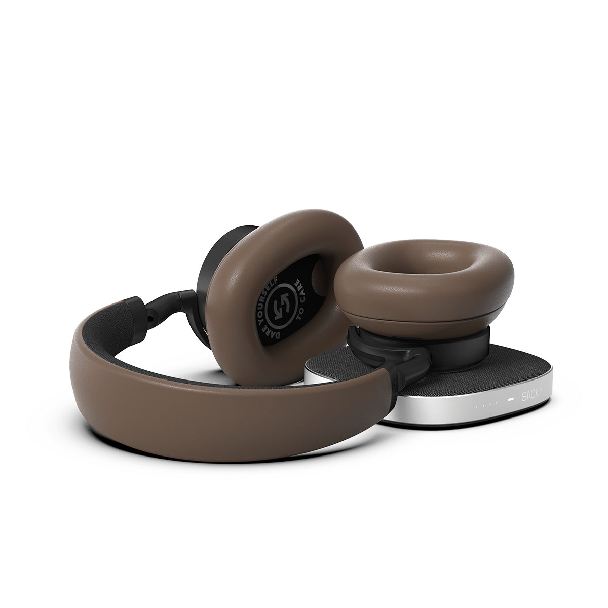 Braune Touch 400 Kopfhörer mit PU - Leder und Aluminium - Details, schwenkbare Hörmuscheln. | Touch 400 - Brown | SACKit