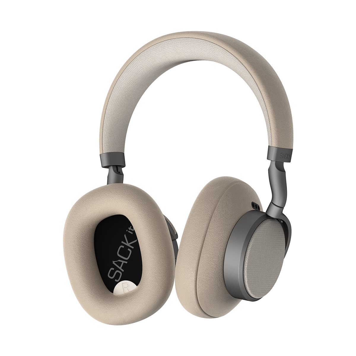 Beige Touch 400 Høretelefoner mit Hybrid ANC und schwenkbaren Hörmuscheln aus PU - Leder und Aluminium. | Touch 400 - Beige | SACKit