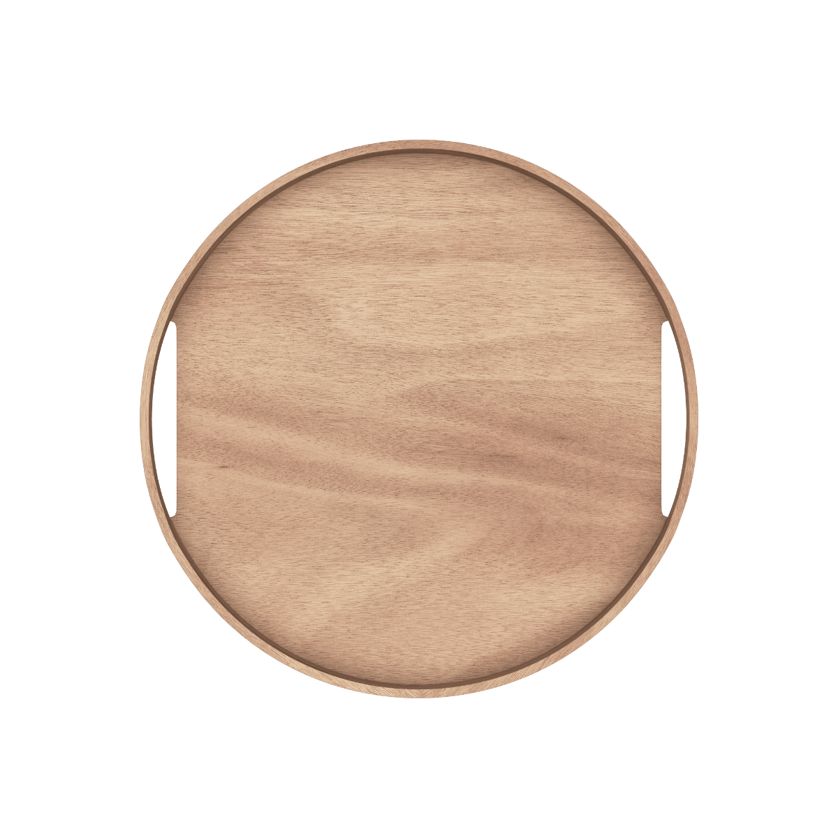 Rundes Serviertablett aus naturfarbenem Eichenfurnier mit hohem Rand und unsichtbaren Griffen | Nordic Serving Tray - Natural Oak | SACKit
