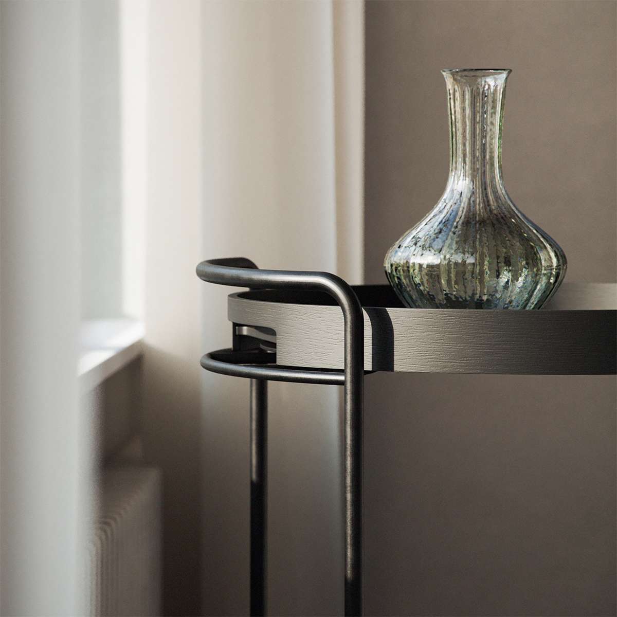 Serving Table w/ Nordic Serving Tray | Serving Table w/ Nordic Serving Tray - Black Stained Oak | SACKit