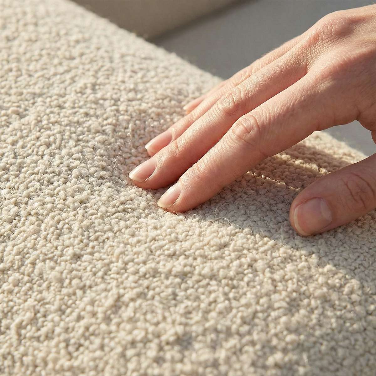 Soft Sofa Outdoor Pouf in Bouclé Beige, weiches, niedriges Lounge - Element für draußen. | Soft Sofa Outdoor - Pouf - Kirra Sand | SACKit