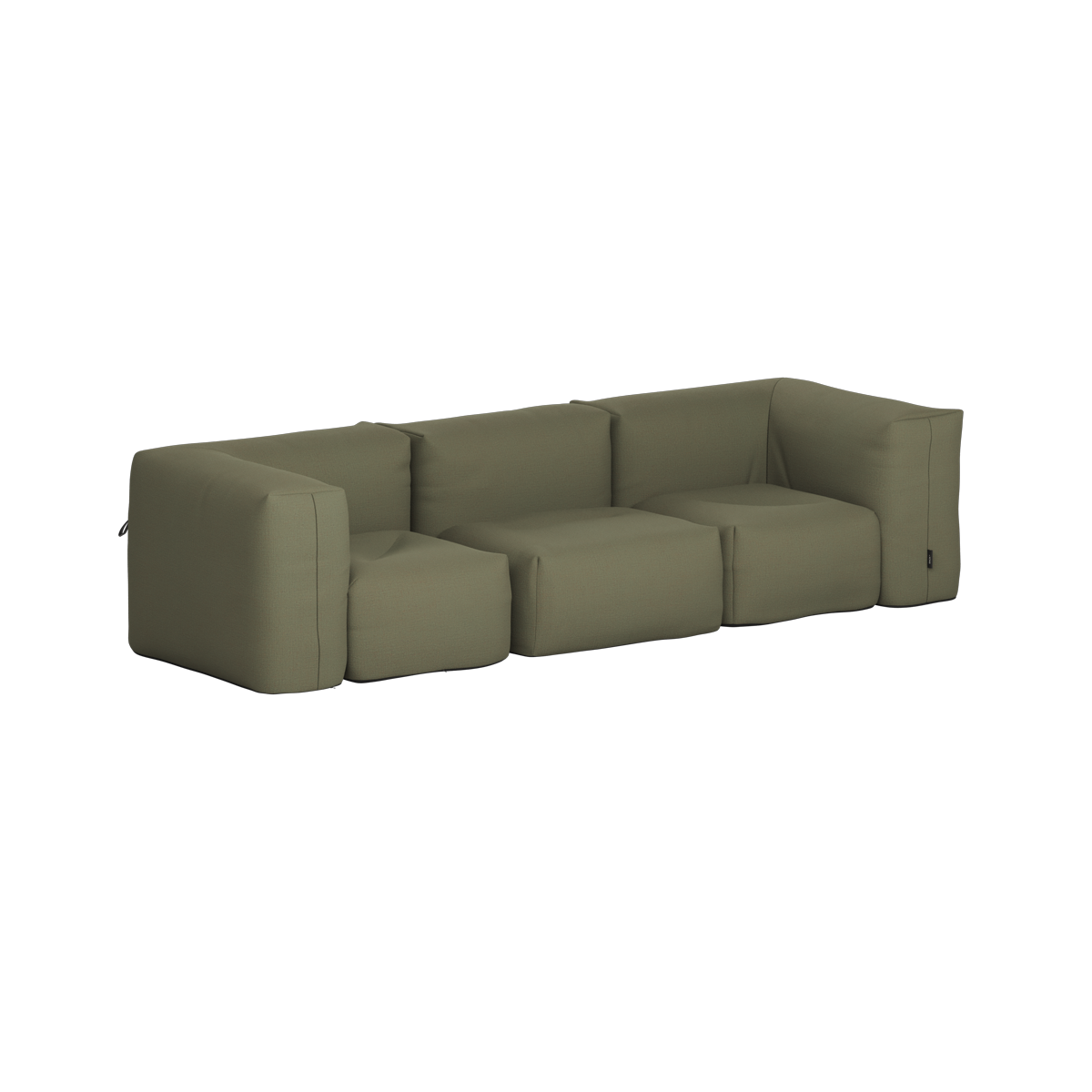 Olivgrünes dreisitziges Outdoor Sofa mit weicher Polsterung und klarer Form für komfortable Loungemomente im Garten auf der Terrasse oder dem Balkon | Soft Sofa Outdoor - 3 Seater - Kirra Olive | SACKit