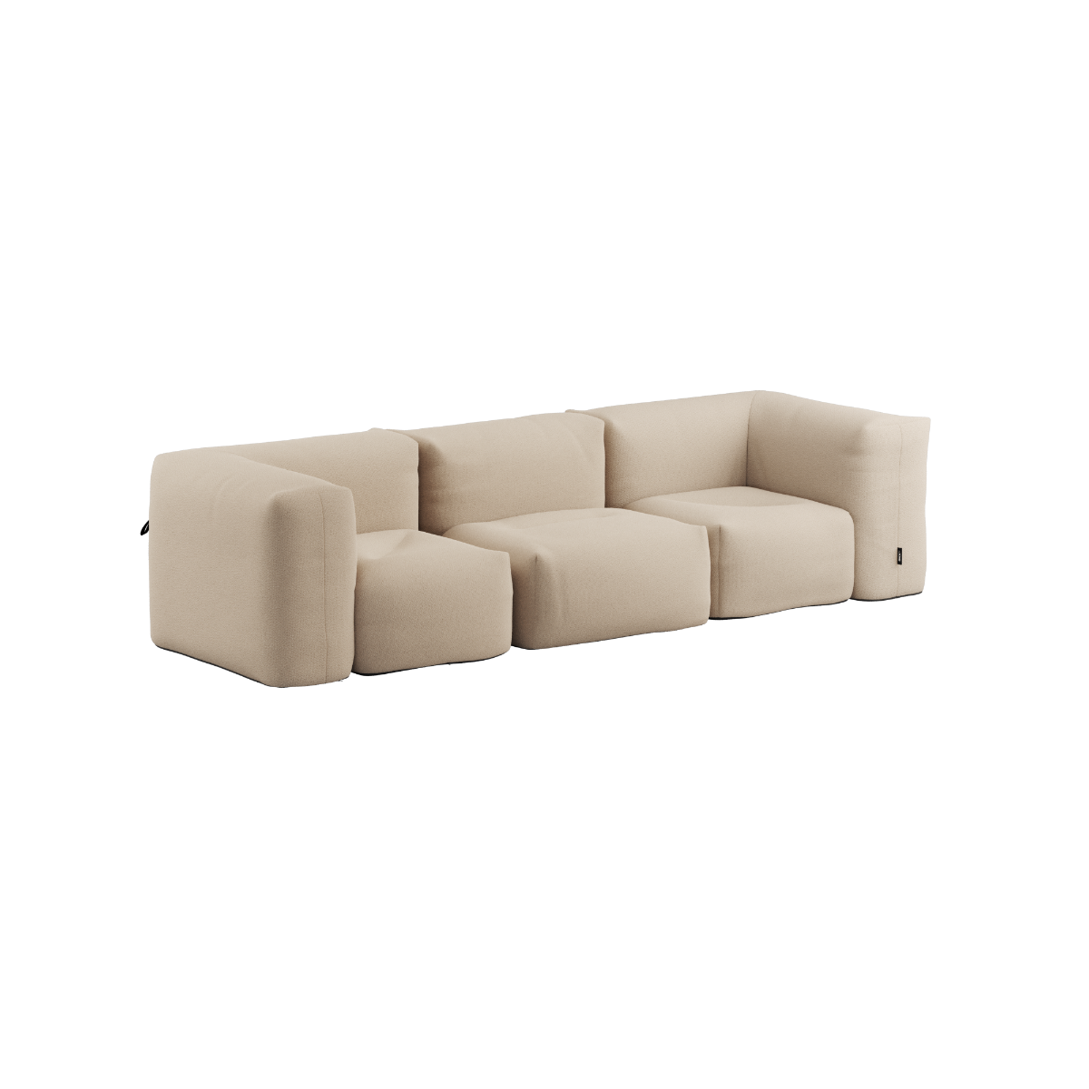 Soft Sofa Outdoor 3-Sitzer in Bouclé Beige, weiches, formstabiles Outdoor-Sofa ohne Gestell