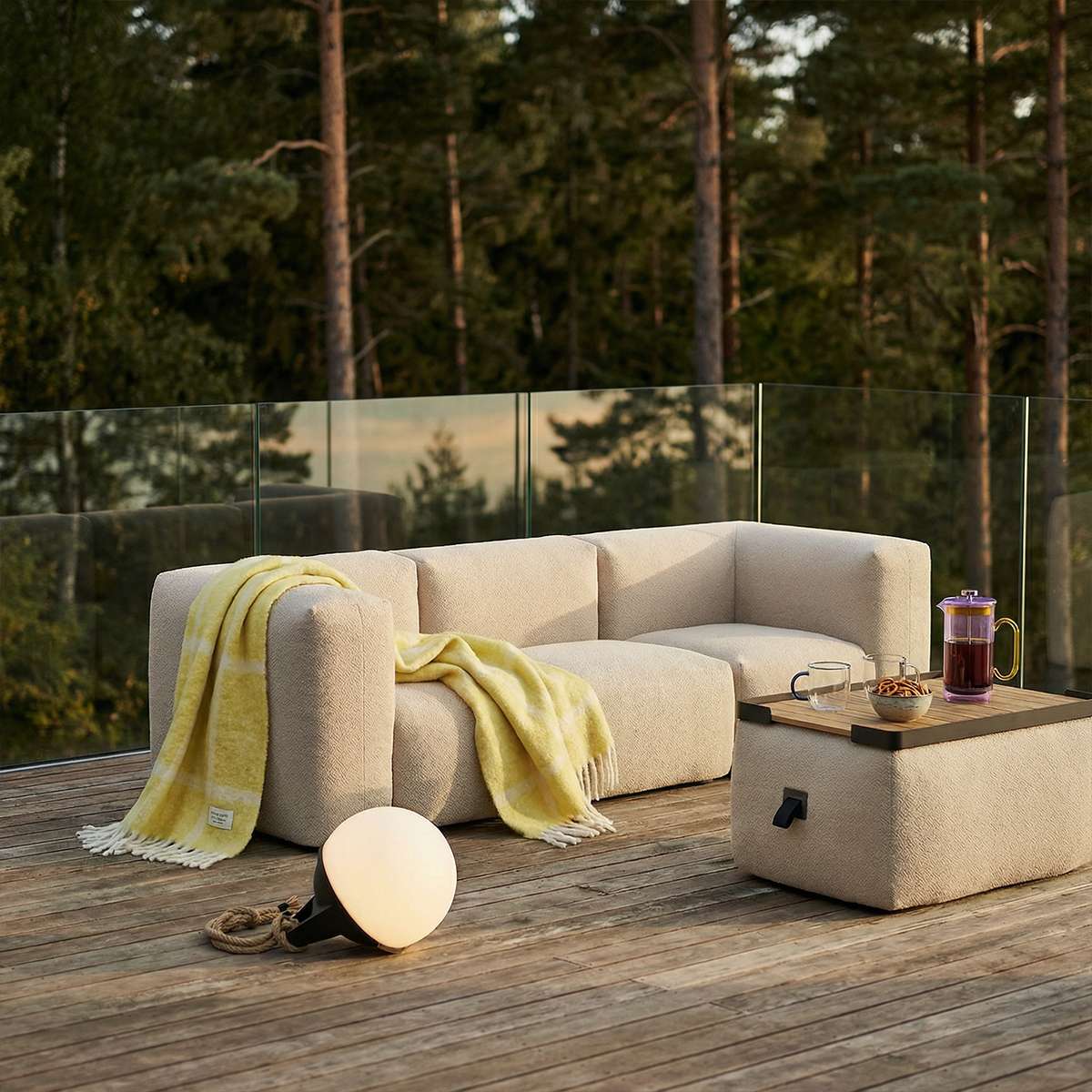 Soft Sofa Outdoor 3 - Sitzer in Bouclé Beige ohne Gestell, weiches, formstabiles Design für draußen | Soft Sofa Outdoor - 3 Seater - Boucle Beige | SACKit