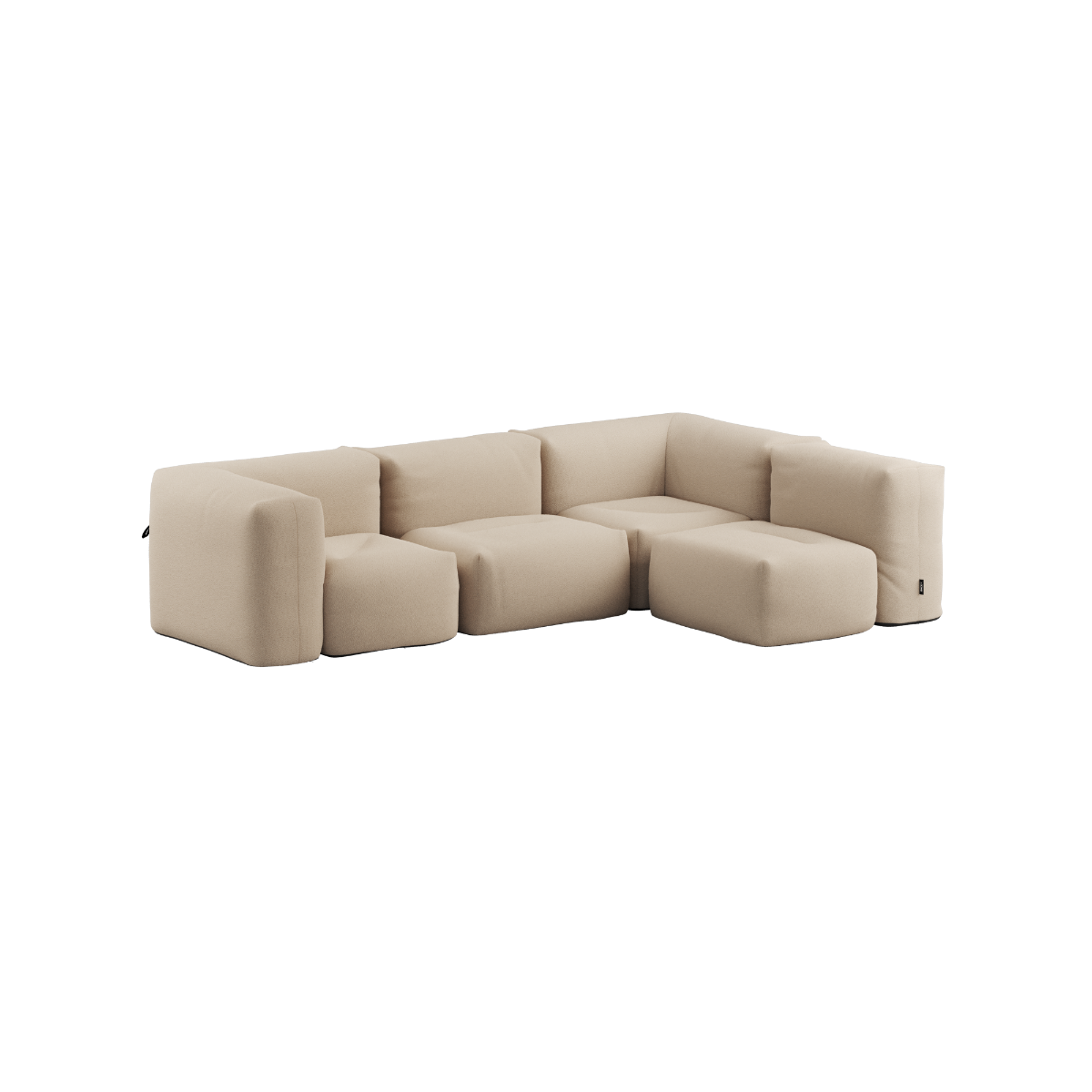 Soft Sofa Outdoor 4-Sitzer Ecksofa in Bouclé Beige, weiches, formstabiles Outdoor-Sofa ohne Gestell