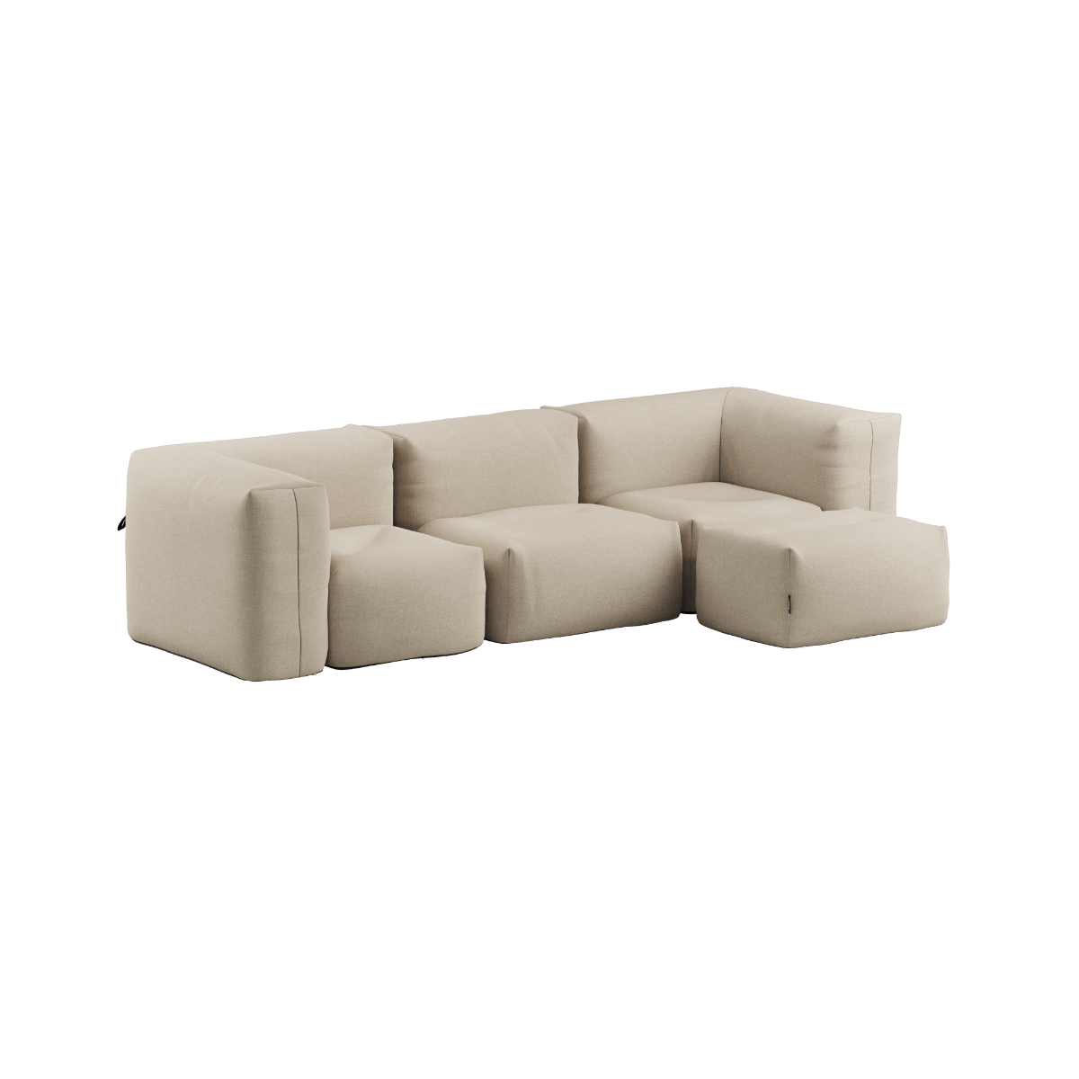 Soft Sofa Outdoor 3 - Sitzer mit Pouf in Kirra Sand, weiches, formstabiles Outdoor - Sofa ohne Gestell. | Soft Sofa Outdoor - 3 seater w/pouf - Kirra Sand | SACKit
