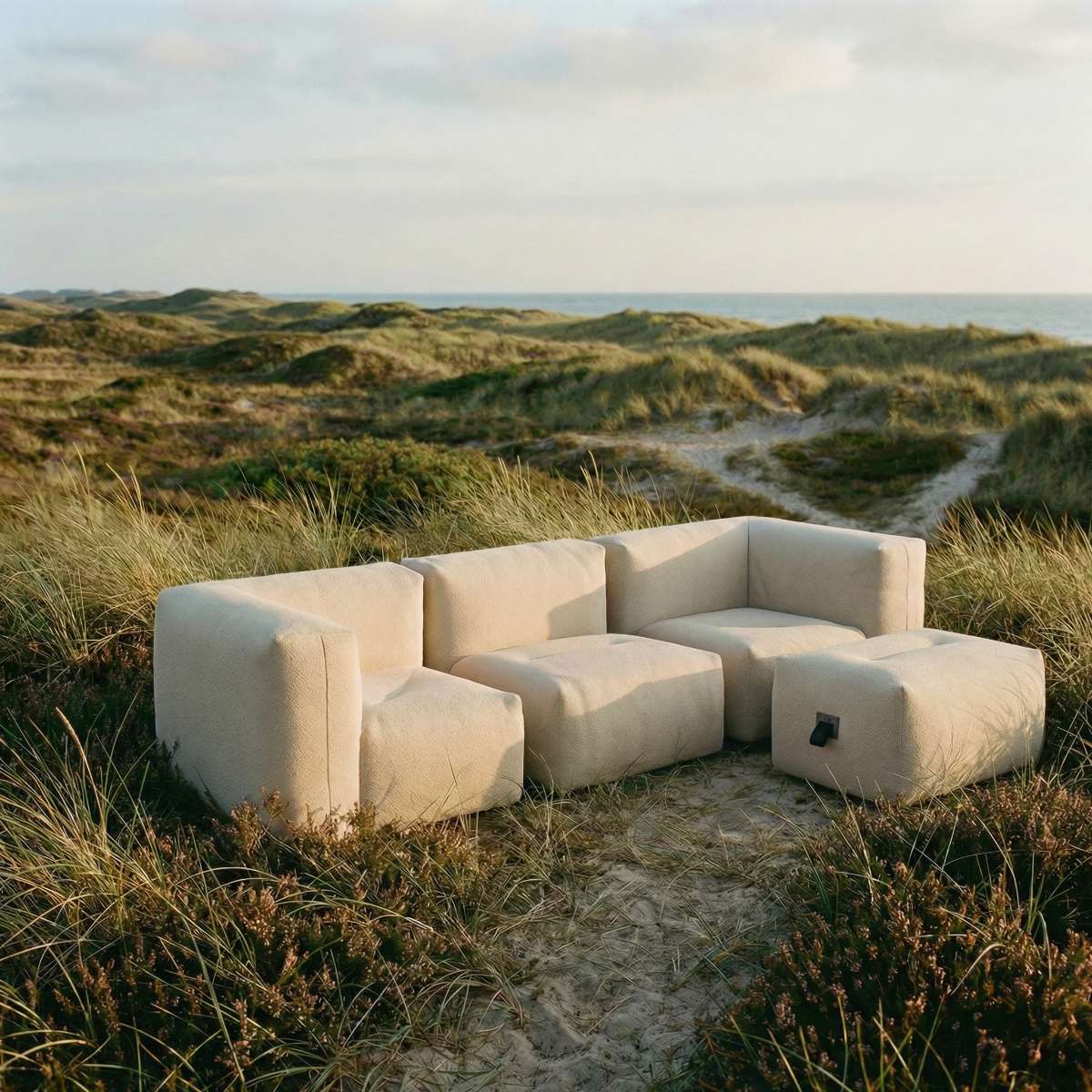 Soft Sofa Outdoor - 3 seater w/pouf | Soft Sofa Outdoor - 3 seater w/pouf - Kirra Olive | SACKit