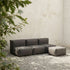 Soft Sofa Outdoor 3 - Sitzer in Kirra Olive, weiches, formstabiles Outdoor - Sofa mit Pouf. | Soft Sofa Outdoor - 3 Seater open w/Pouf - Kirra Noir | SACKit