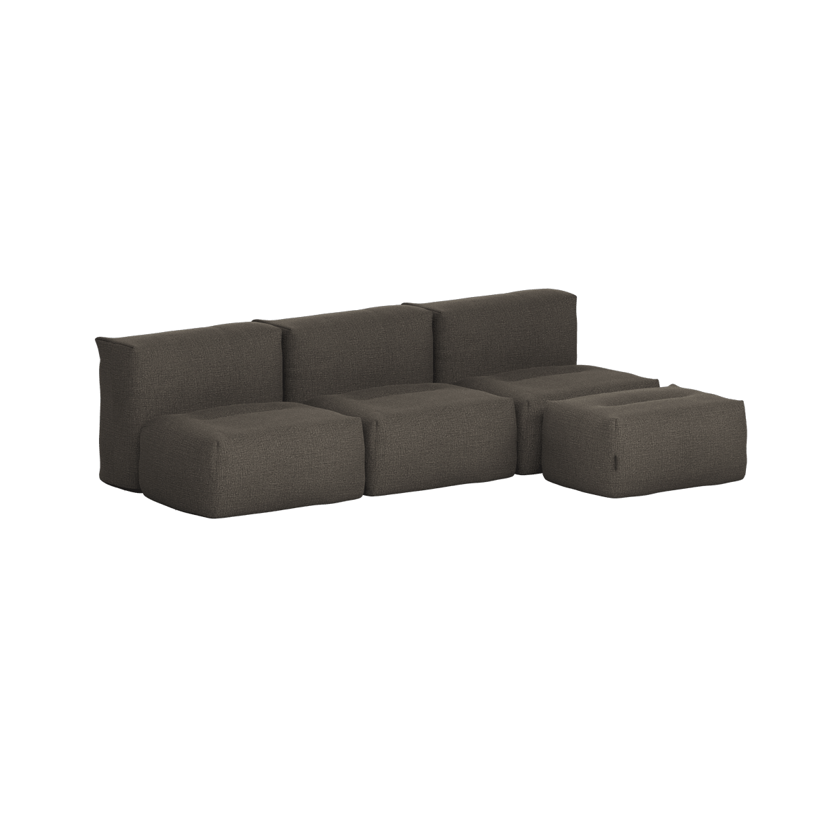 Soft Sofa Outdoor - 3 Seater open w/Pouf | Soft Sofa Outdoor - 3 Seater open w/Pouf - Kirra Noir | SACKit
