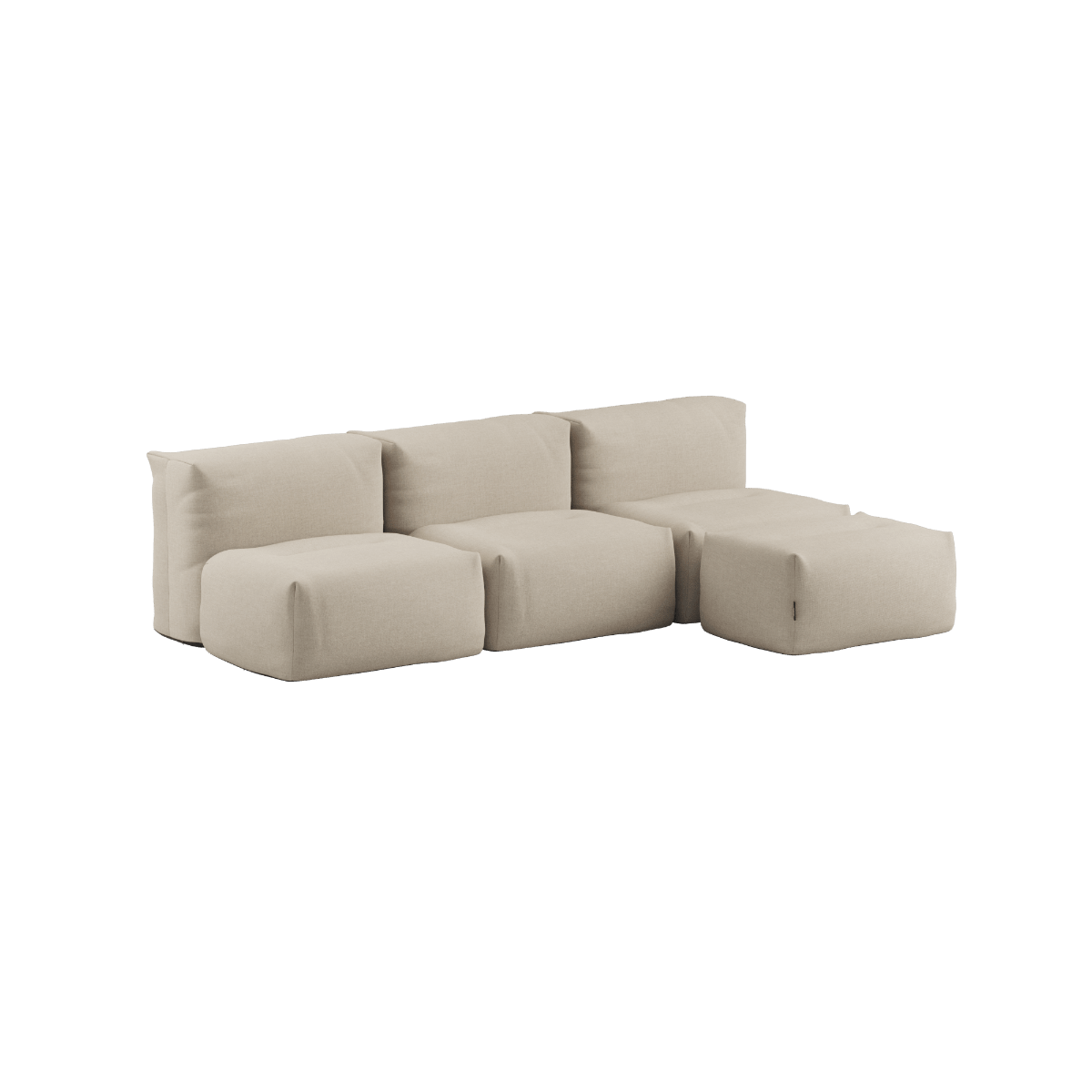 Soft Sofa Outdoor 3 - Sitzer in Boucle Beige mit offenem Design und Pouf, für den Außenbereich. | Soft Sofa Outdoor - 3 Seater open w/Pouf - Boucle Beige | SACKit