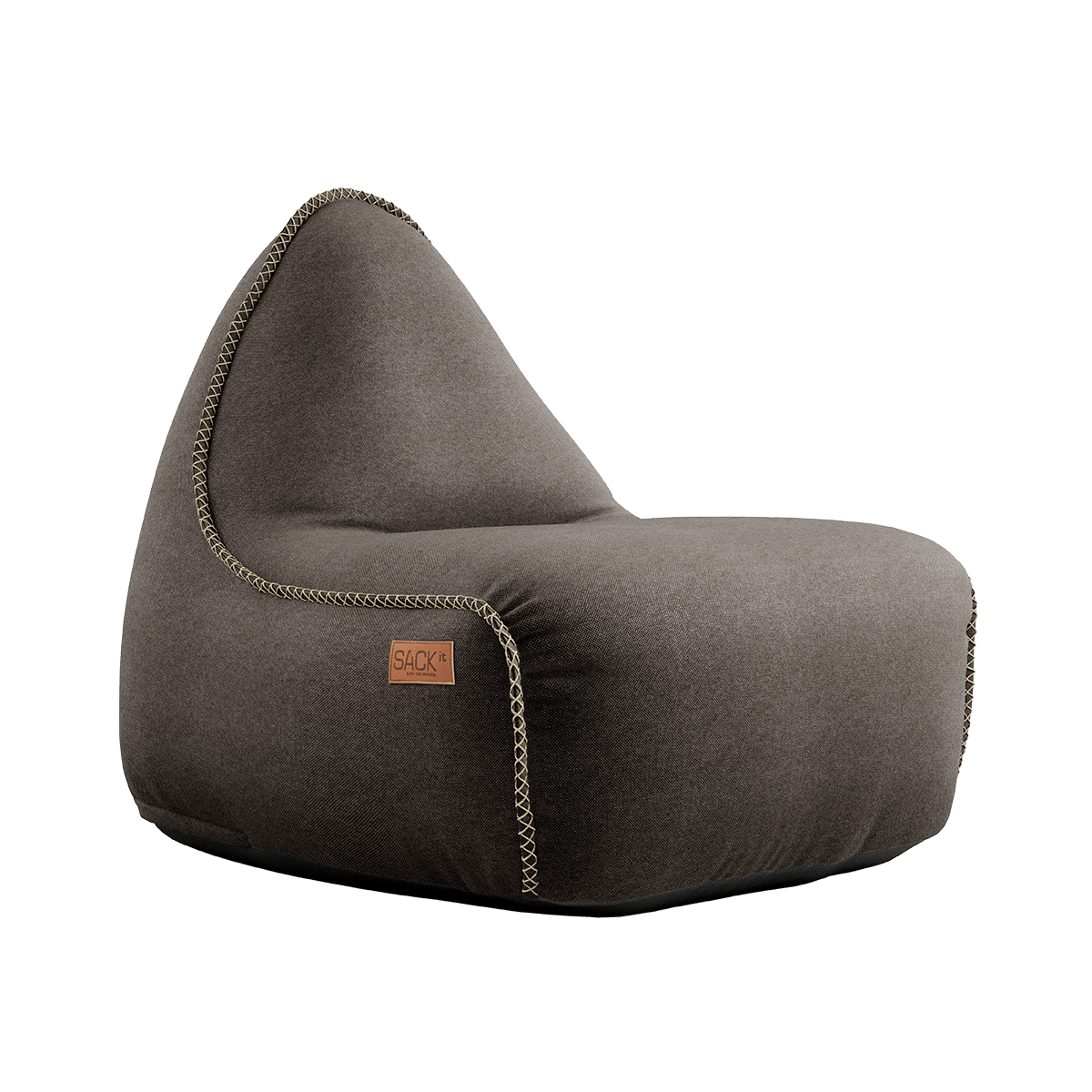 Brauner Canvas Lounge Chair mit Rücklehne aus robustem Polsterstoff und handgenähten Stichen | Canvas Lounge Chair - Canvas Brown | SACKit