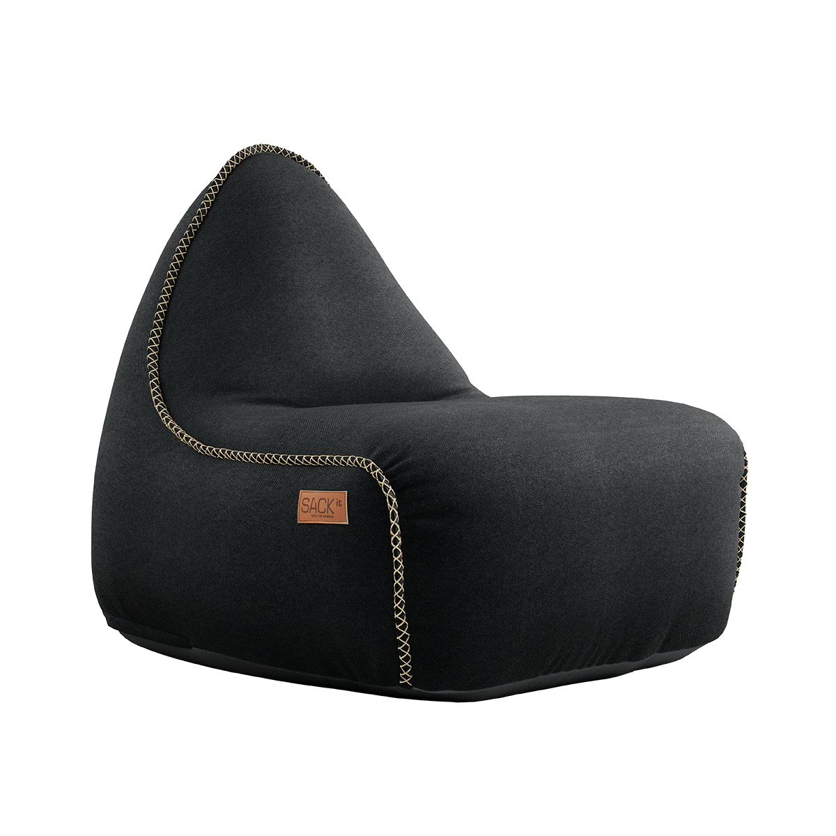 Schwarzer Canvas Lounge Chair mit Rückenlehne und weicher Polsterung aus Canvas - Stoff. | Canvas Lounge Chair - Canvas Black | SACKit