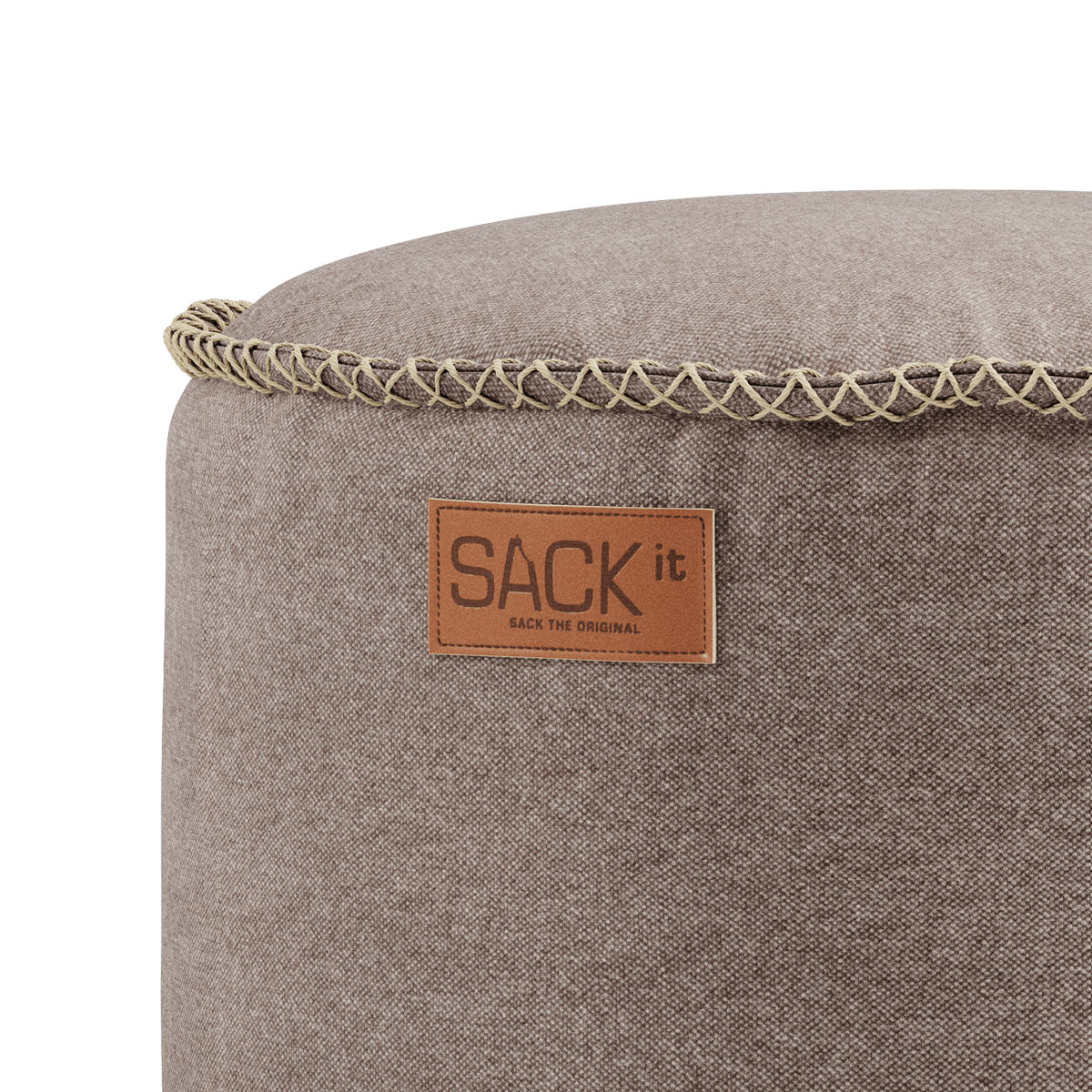 Runder Canvas Pouf in Petrol mit handgenähten Stichen und robuster Oberfläche. | Canvas Pouf - Canvas Sand | SACKit
