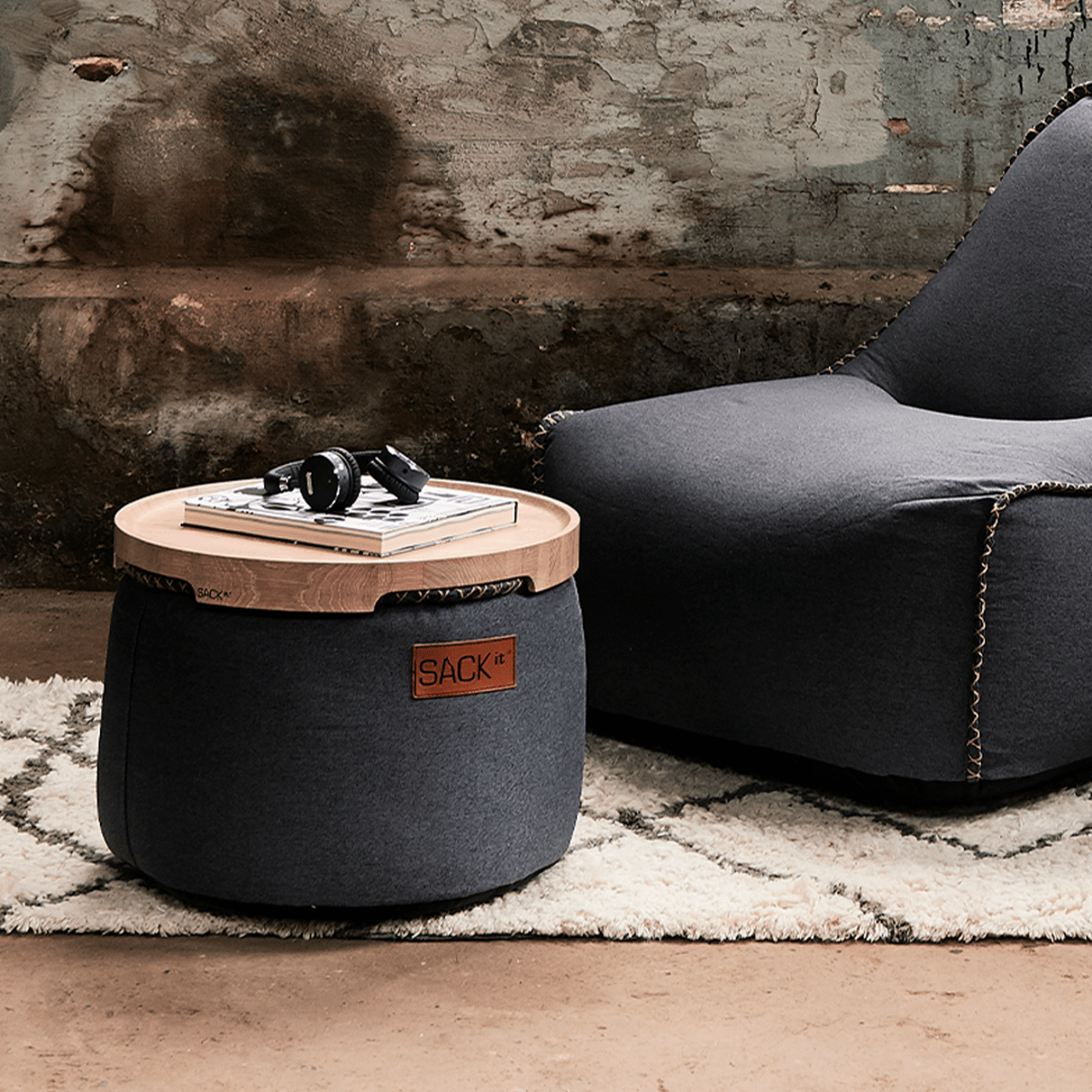 Canvas Pouf | Canvas Pouf - Canvas Petrol | SACKit