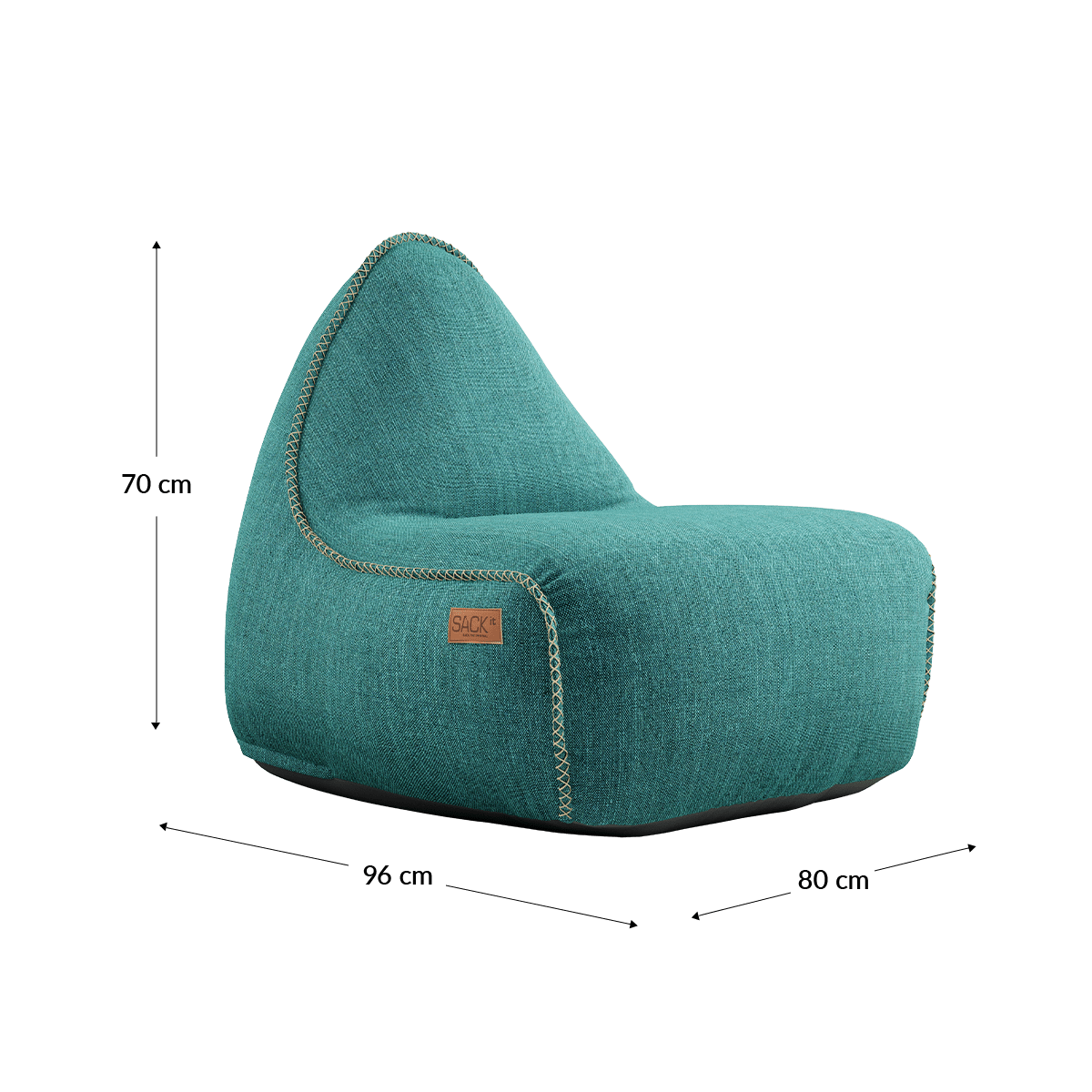 Cobana Lounge Chair in Cobana Grey mit Rückenlehne aus wasserabweisendem Stoff. | Cobana Lounge Chair - Cobana Petrol Melange | SACKit