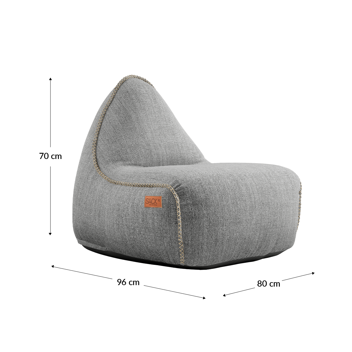 Cobana Lounge Chair in grauem Olefin - Stoff mit Rückenlehne, geeignet für drinnen und draußen. | Cobana Lounge Chair - Cobana Grey | SACKit